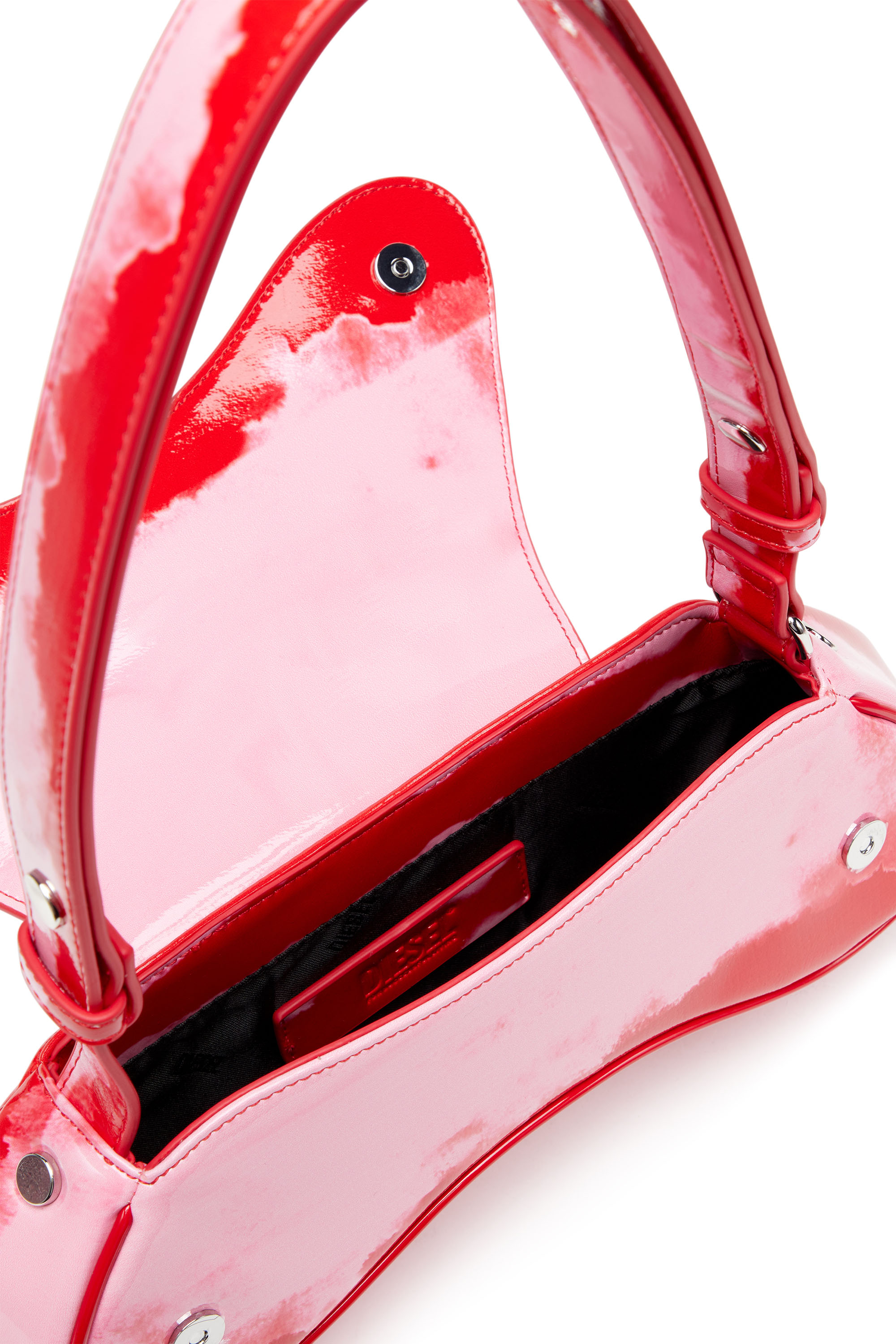 Diesel - PLAY CROSSBODY, Damen Play-Schultertasche mit glänzendem PU-Print in Rosa/Rot - 3