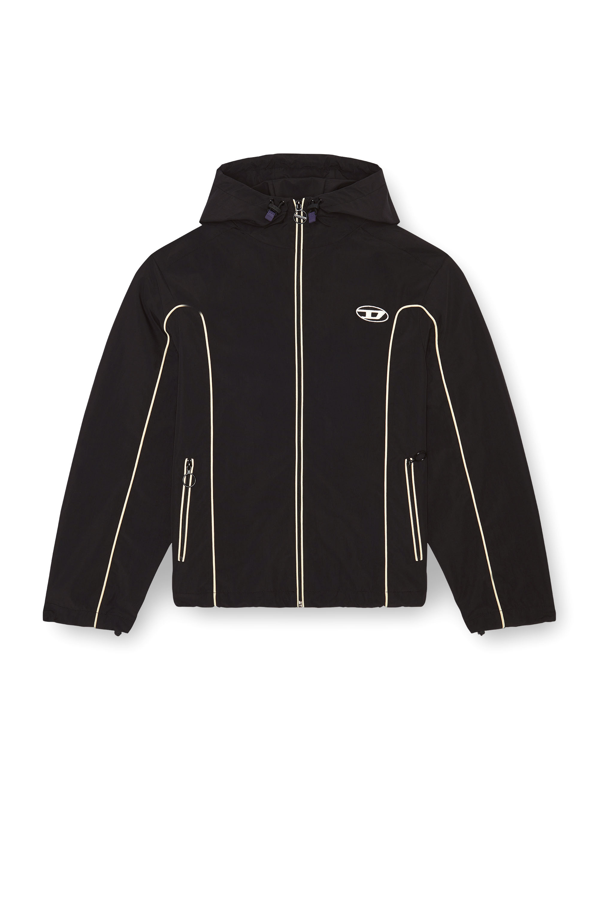 Diesel - J-HIVES, Herren Windjacke mit Kontrastpaspelierung in Schwarz - 2