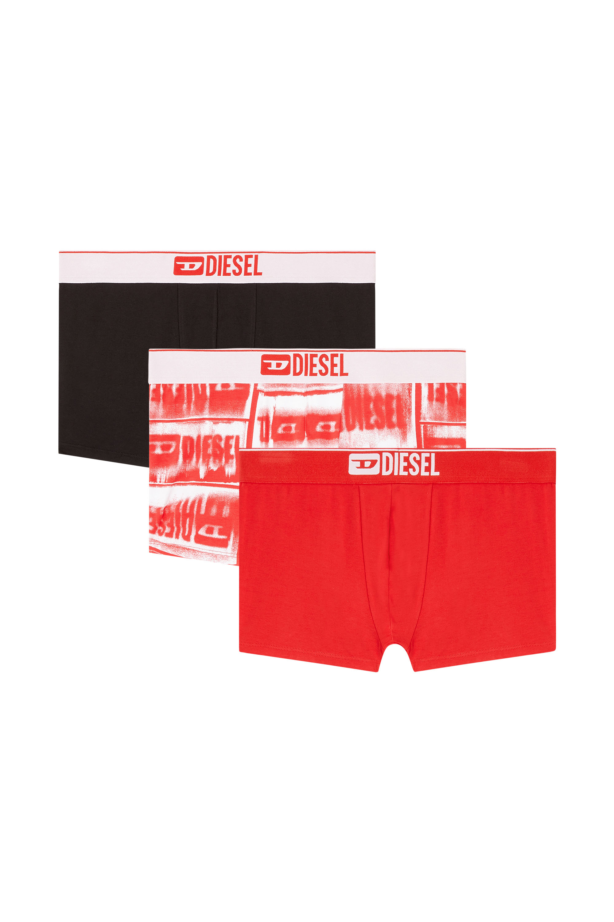 Diesel - DAMIEN-D-BOX-3PACK, Herren Retropants aus Stretch-Baumwolle im Dreierpack in Rot/Weiss - 2