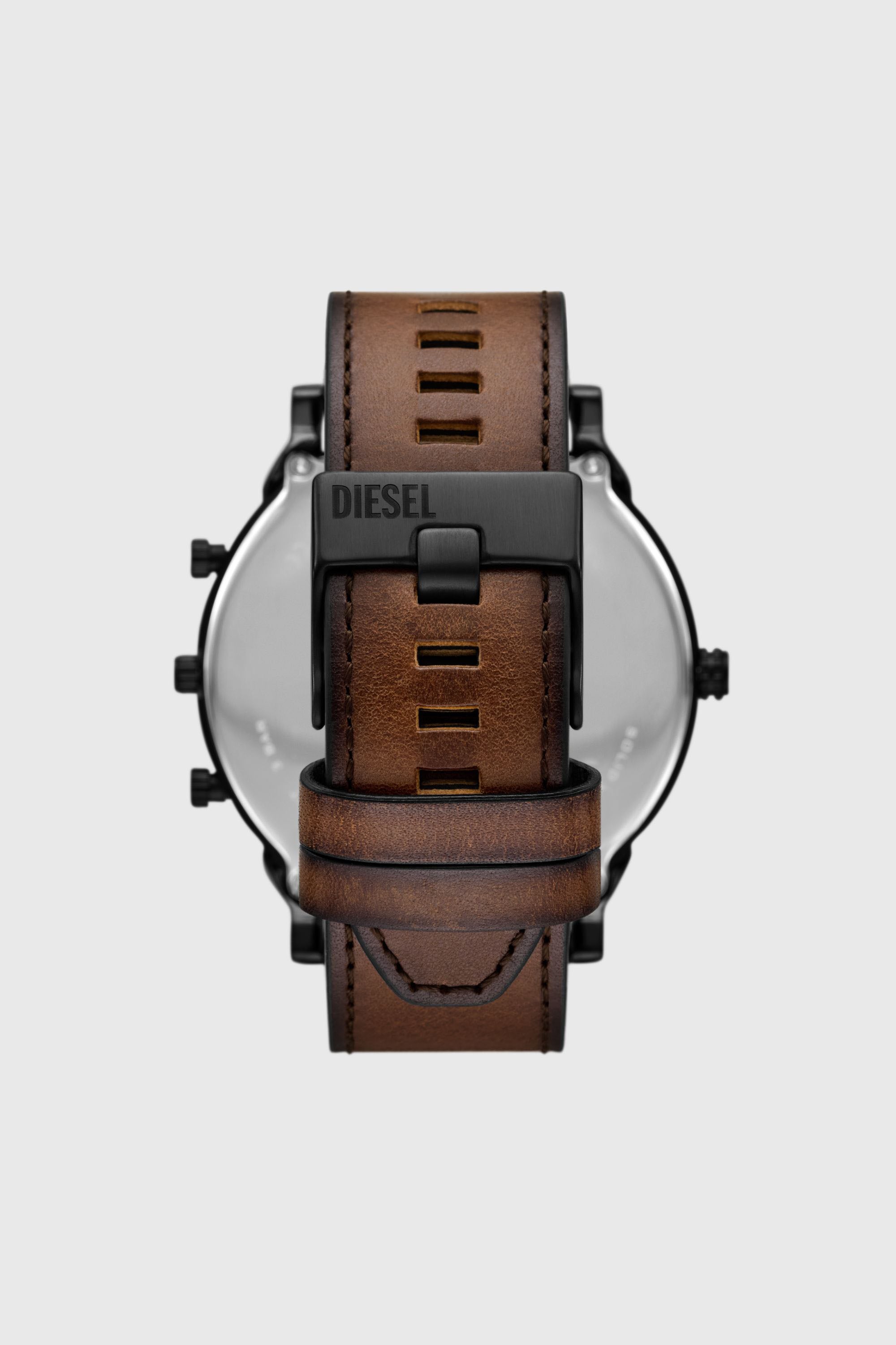 Diesel - DZ7492 WATCH, Herren Mega Chief Slim Braunlederuhr in Braun - 2