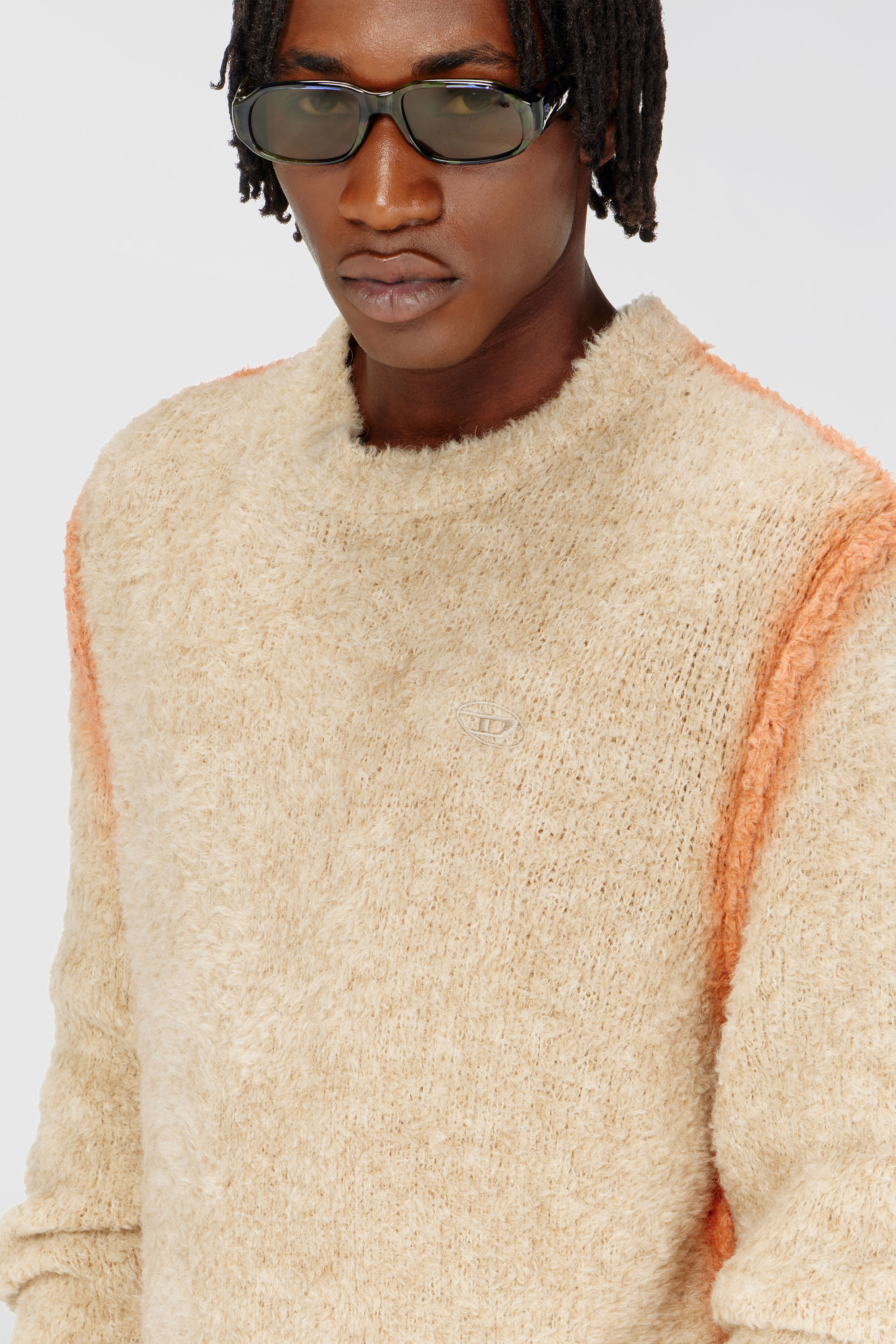 Diesel - K-RIMI, Herren Alpaca-Mix Pullover mit spraygef&auml;rbten N&auml;hten in Hellbraun - 5