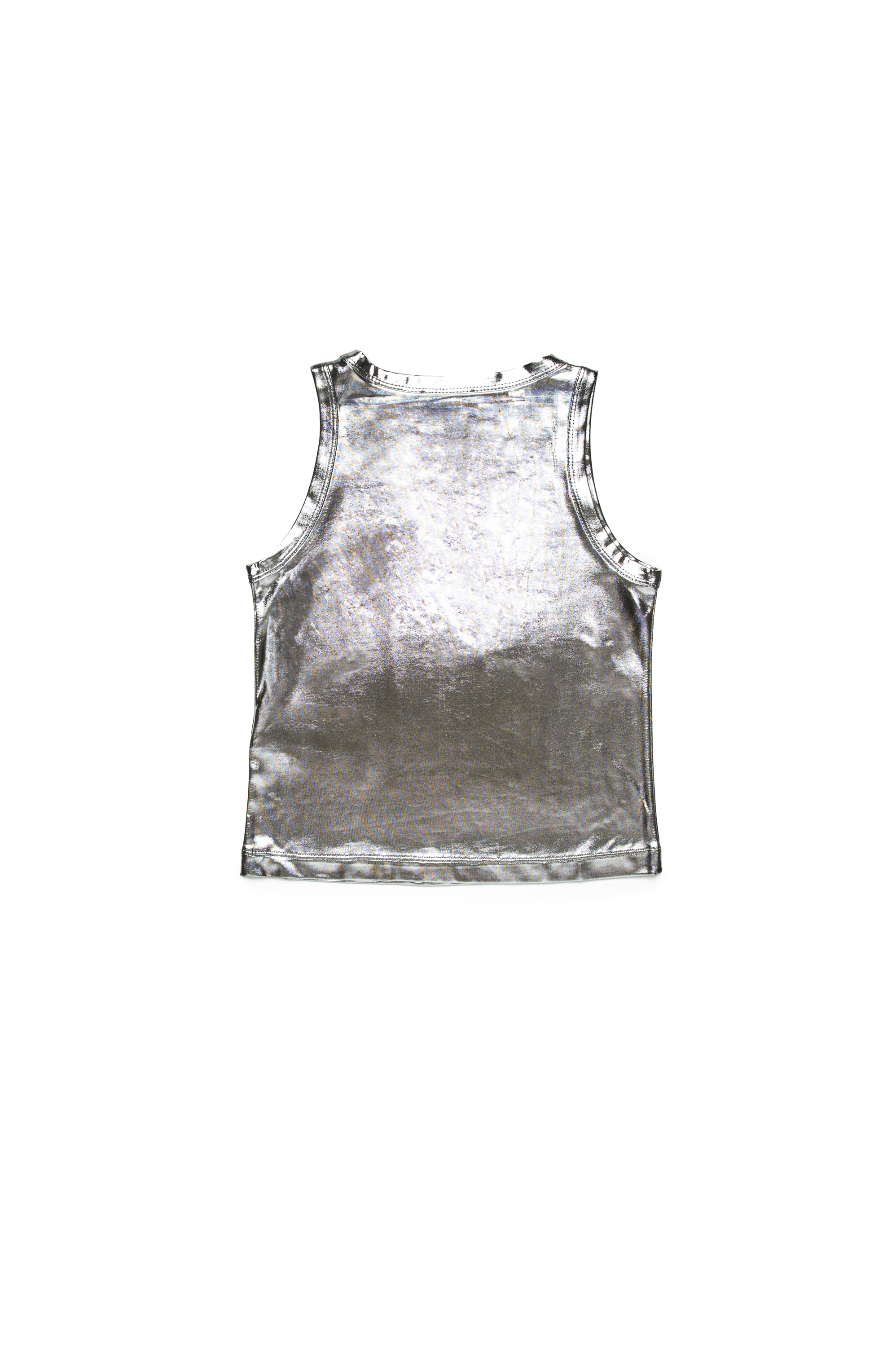 Diesel - TLYNYS, Damen Metallic-Tanktop mit Cutout-Logo in Silber/Schwarz - 2