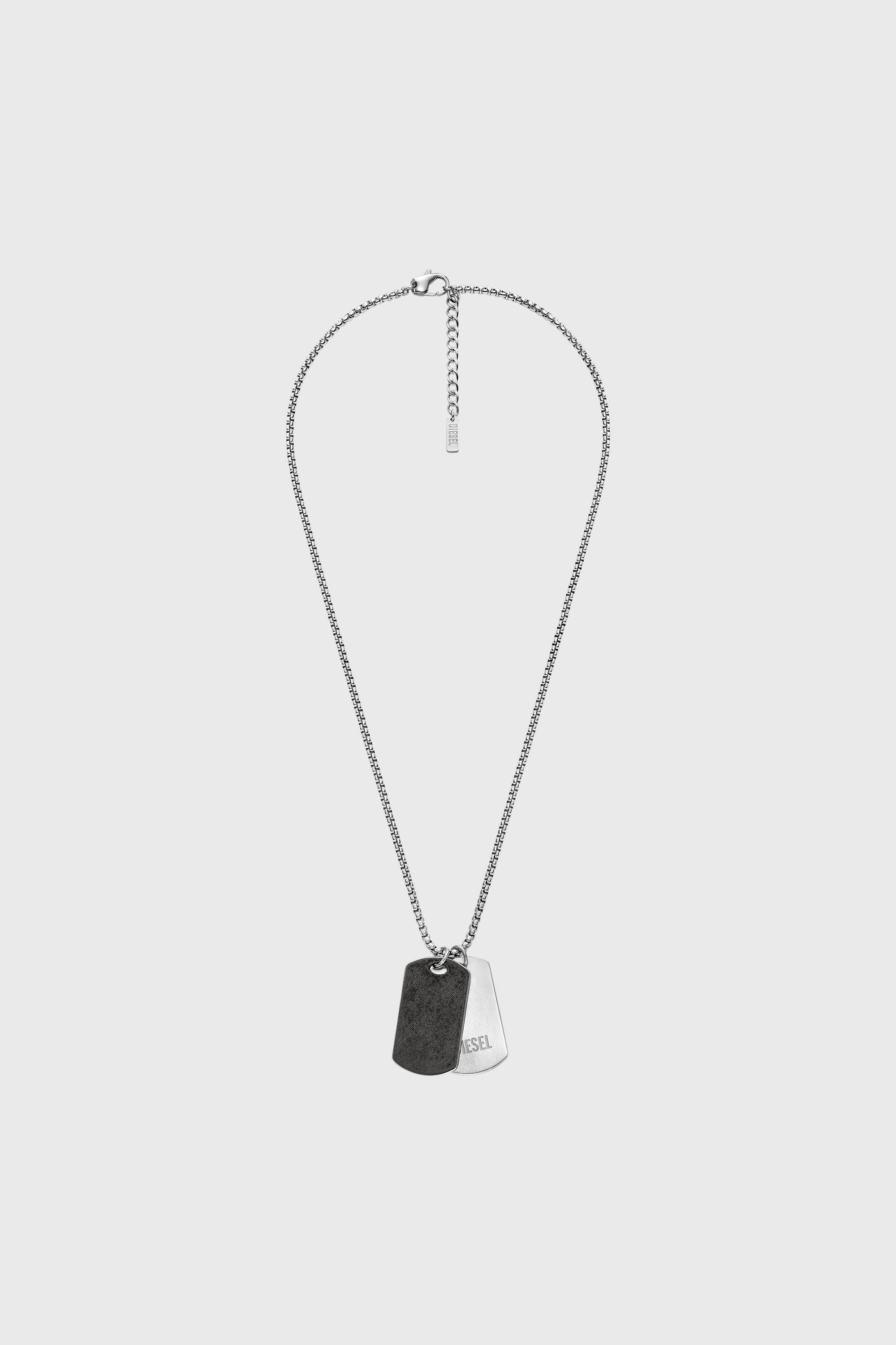 Dog-Tag-Halskette aus Edelstahl mit Denim-Textur