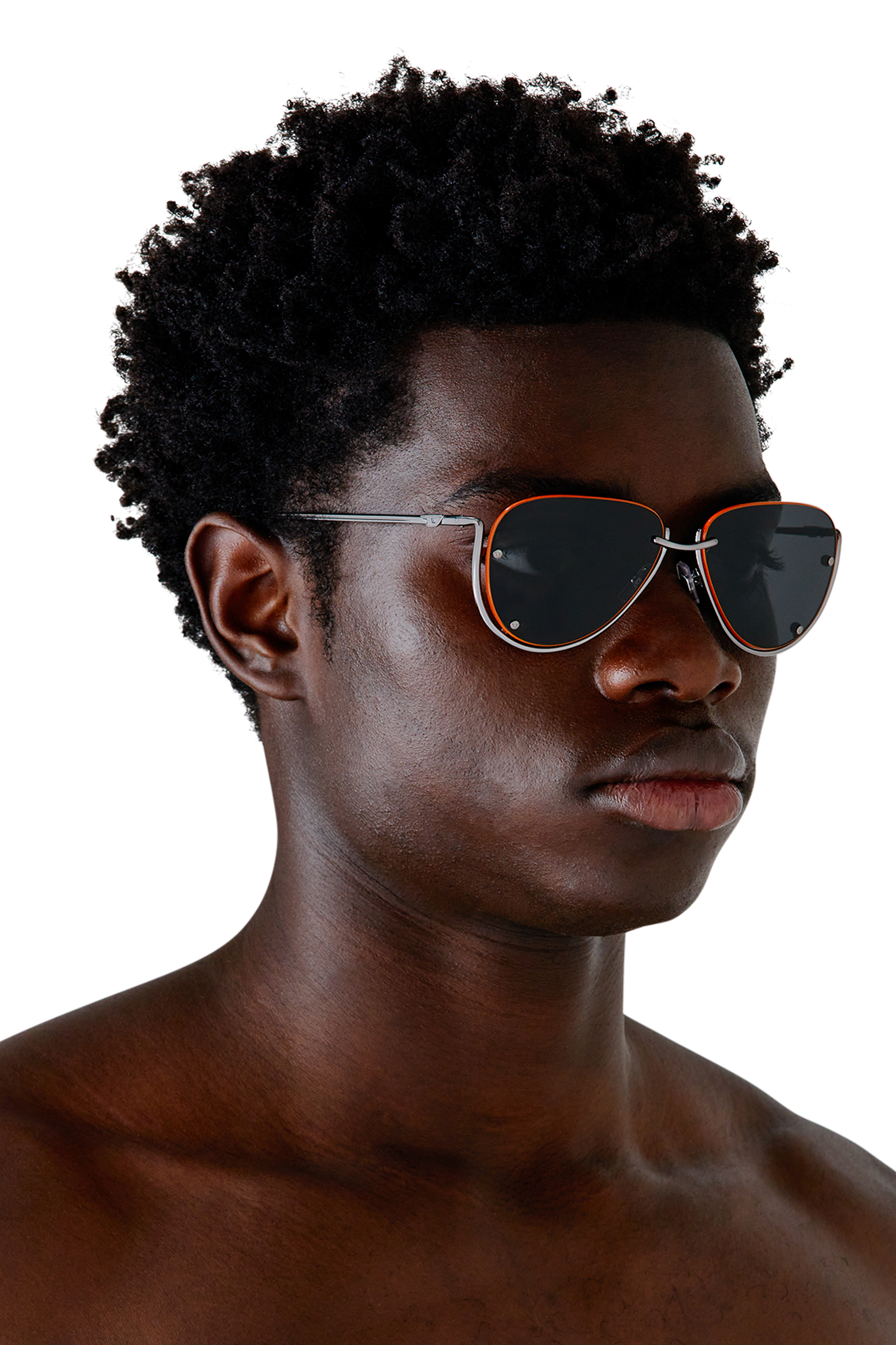 Diesel - 0DL1003, Unisex Brille in Pilotenform in Schwarz/Orange - 4