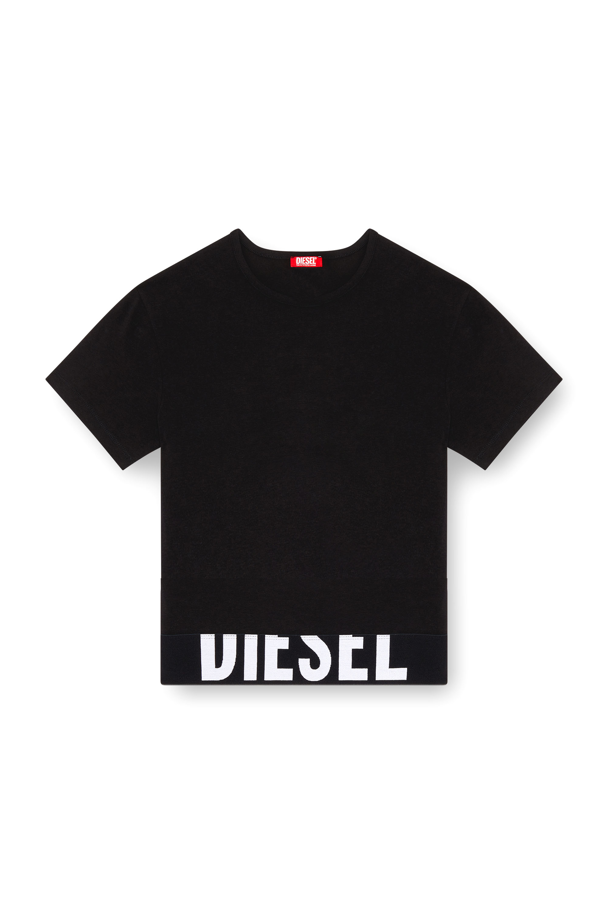Diesel - UFTEE-SPORT-CROPPED-T-SHIRT, Damen Sportliches verkürztes Top mit Logo-Band in Schwarz - 4