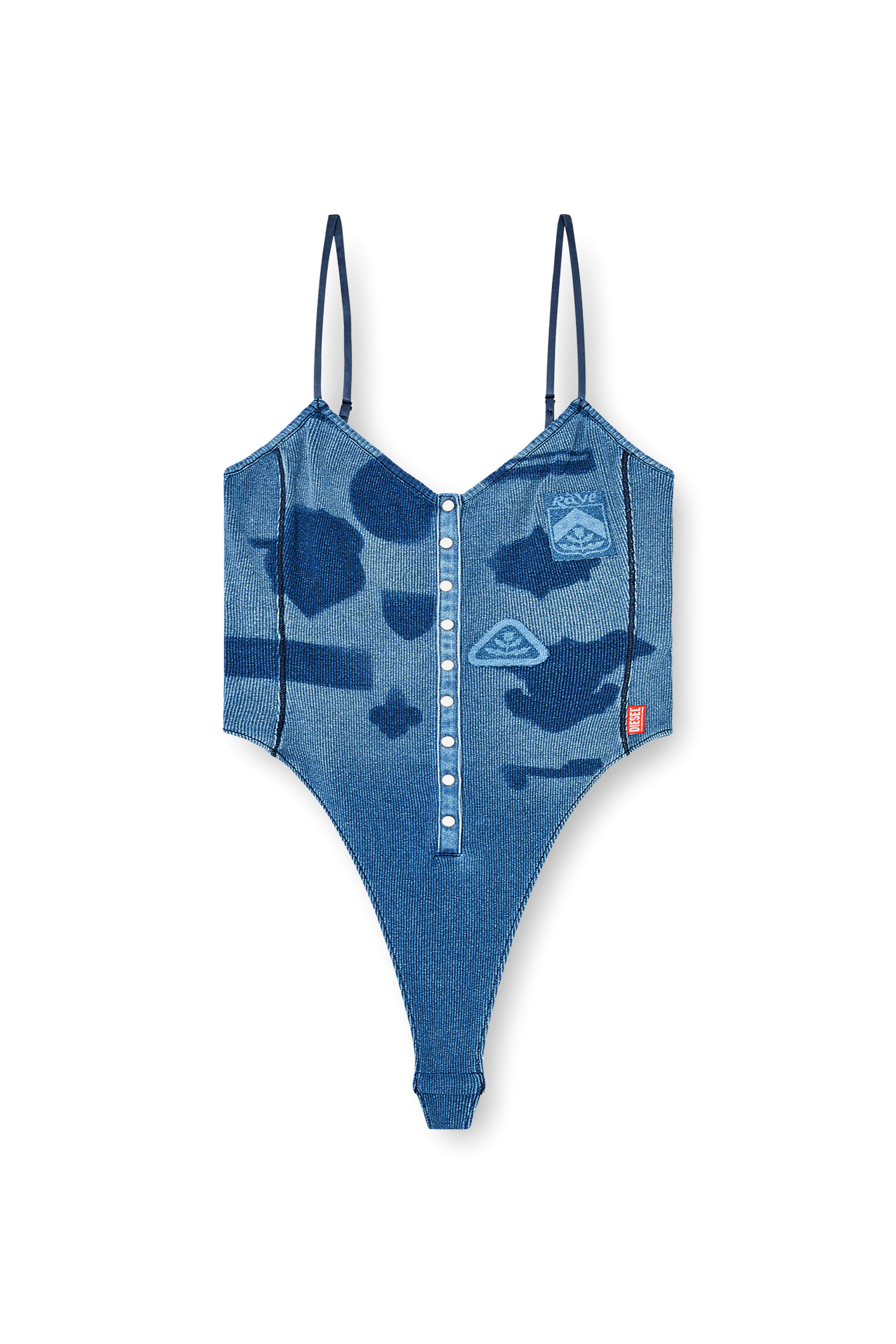 Diesel - T-LEY-AA1, Damen Body aus Rippjersey mit Shadow-Patch-Effekten in null - 3