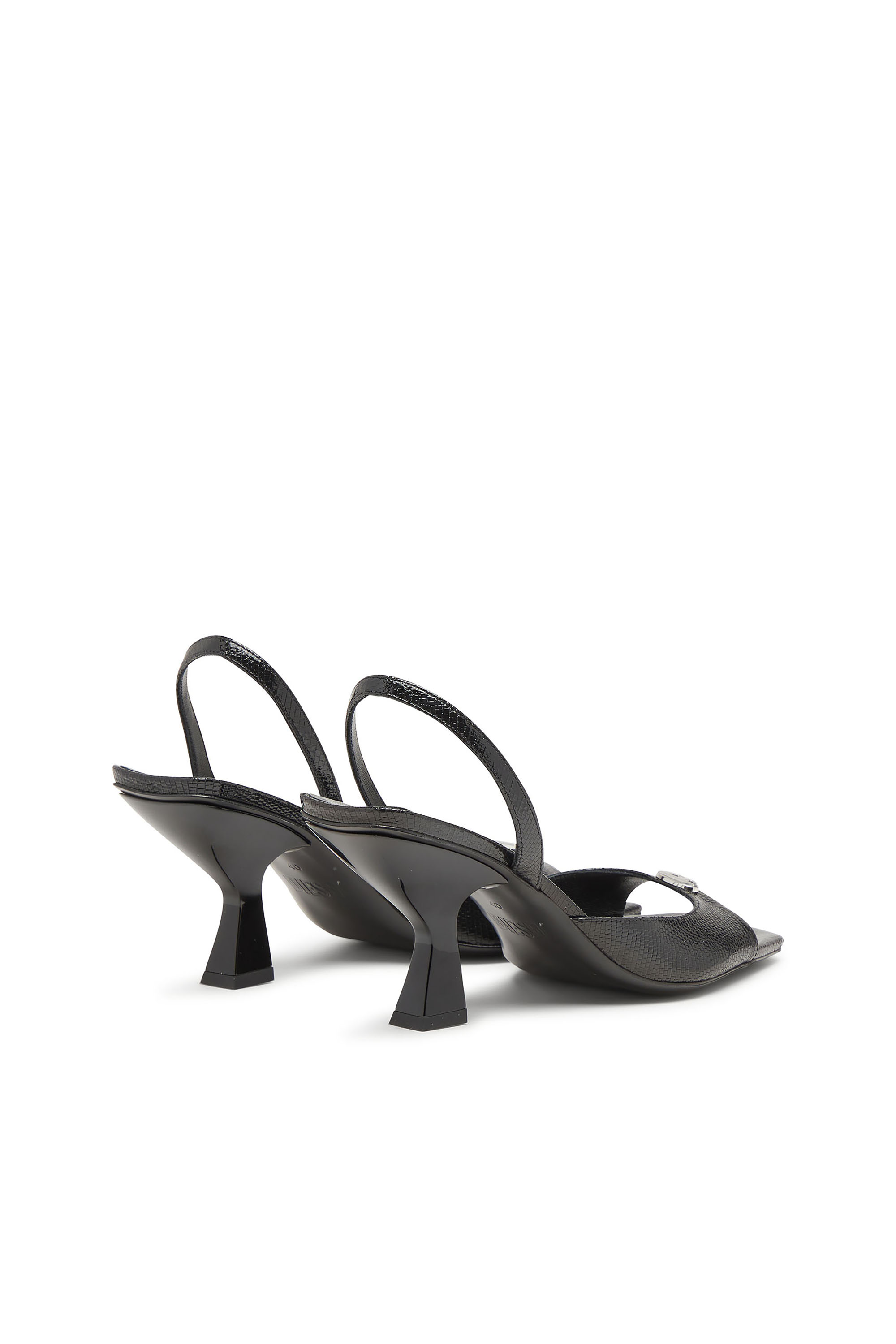 Diesel - D-AMBER 75 SANDAL, Damen D-Amber-Slingback-Sandalen aus Leder in Eidechsen-Optik in Schwarz - 4