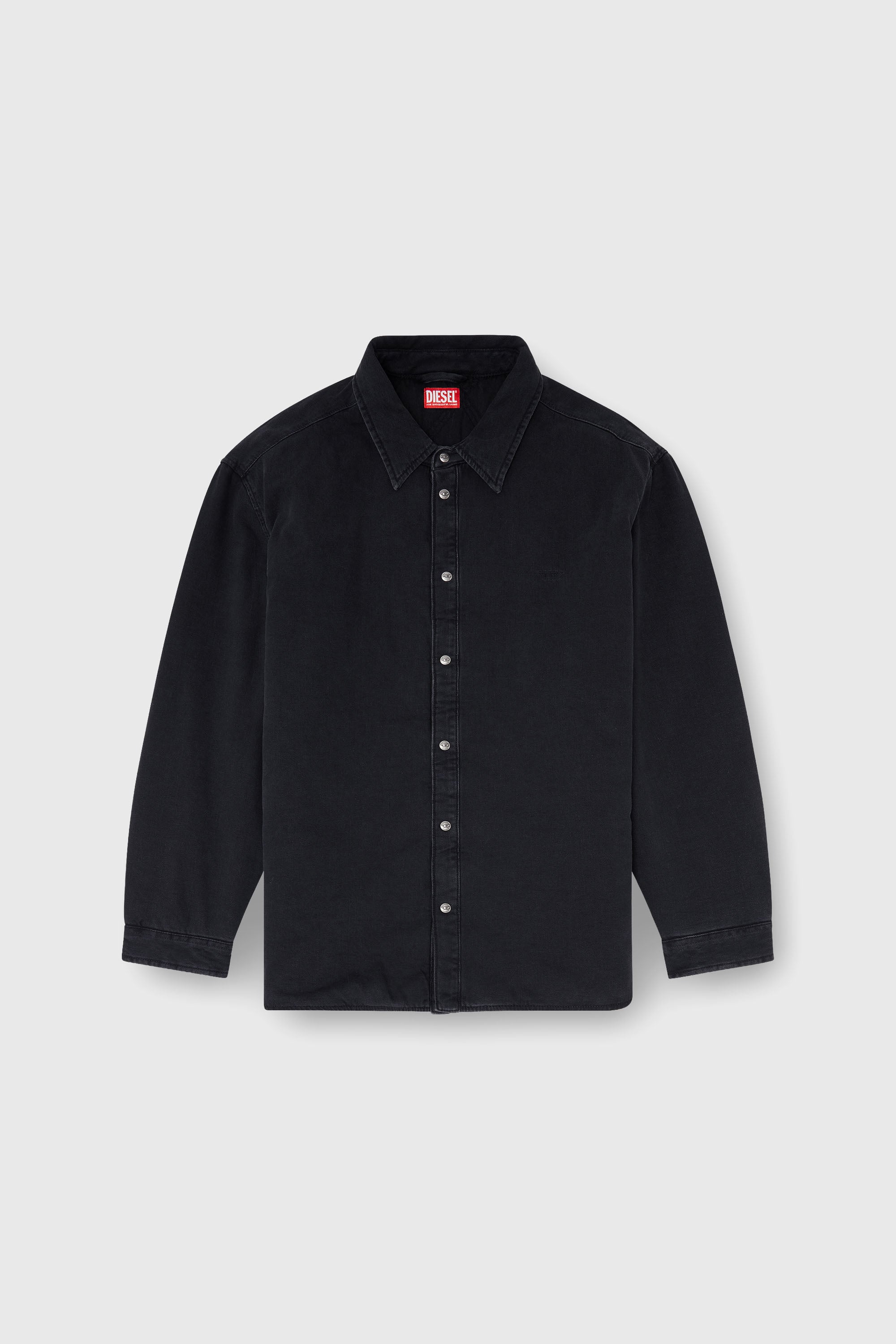 Diesel - D-FLAIM-D, Herren Gef&uuml;tterte denim overshirt in Schwarz - 2