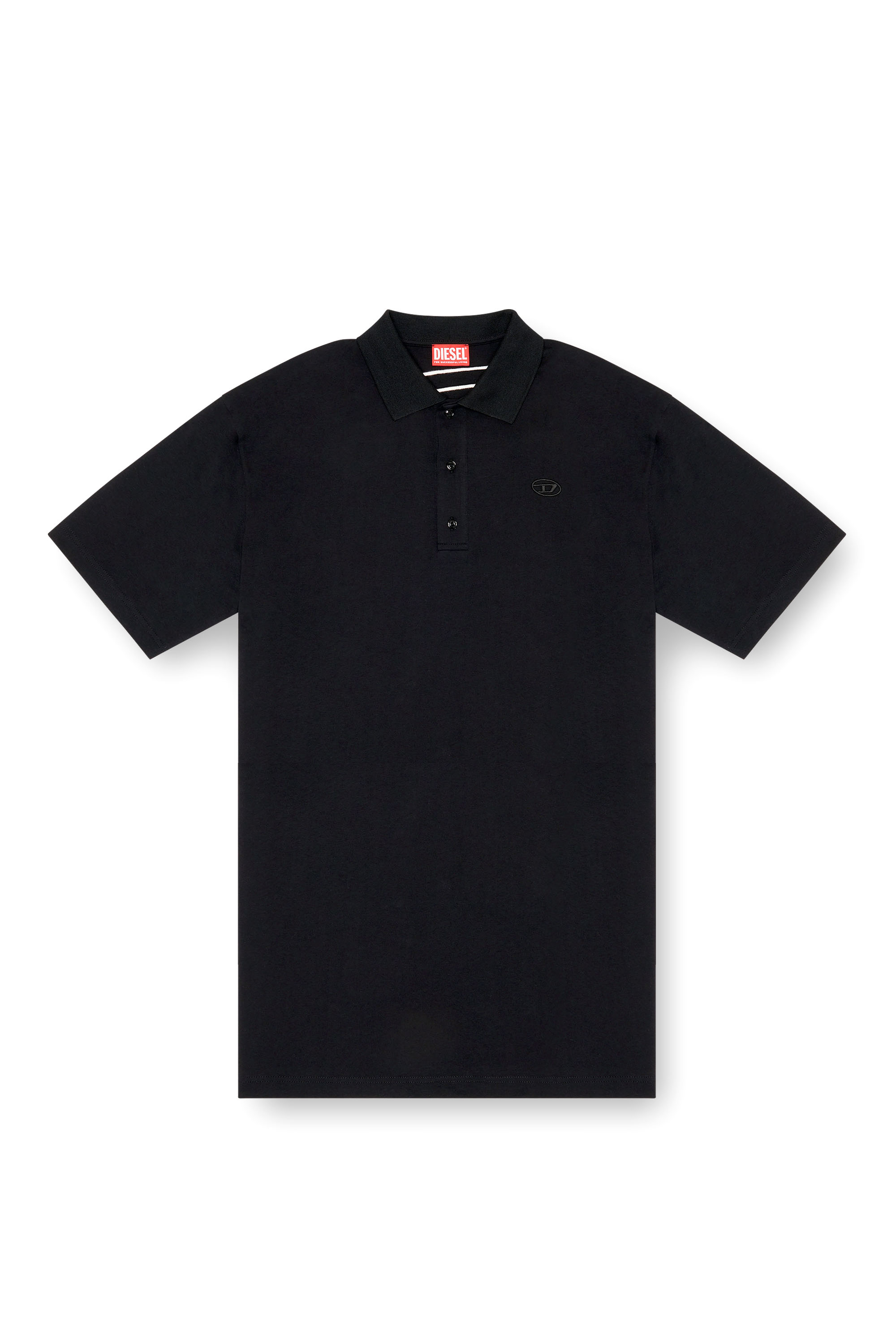 Diesel - T-VORT-MEGOVAL-D, Herren Poloshirt mit großer Oval D-Stickerei in Schwarz - 4