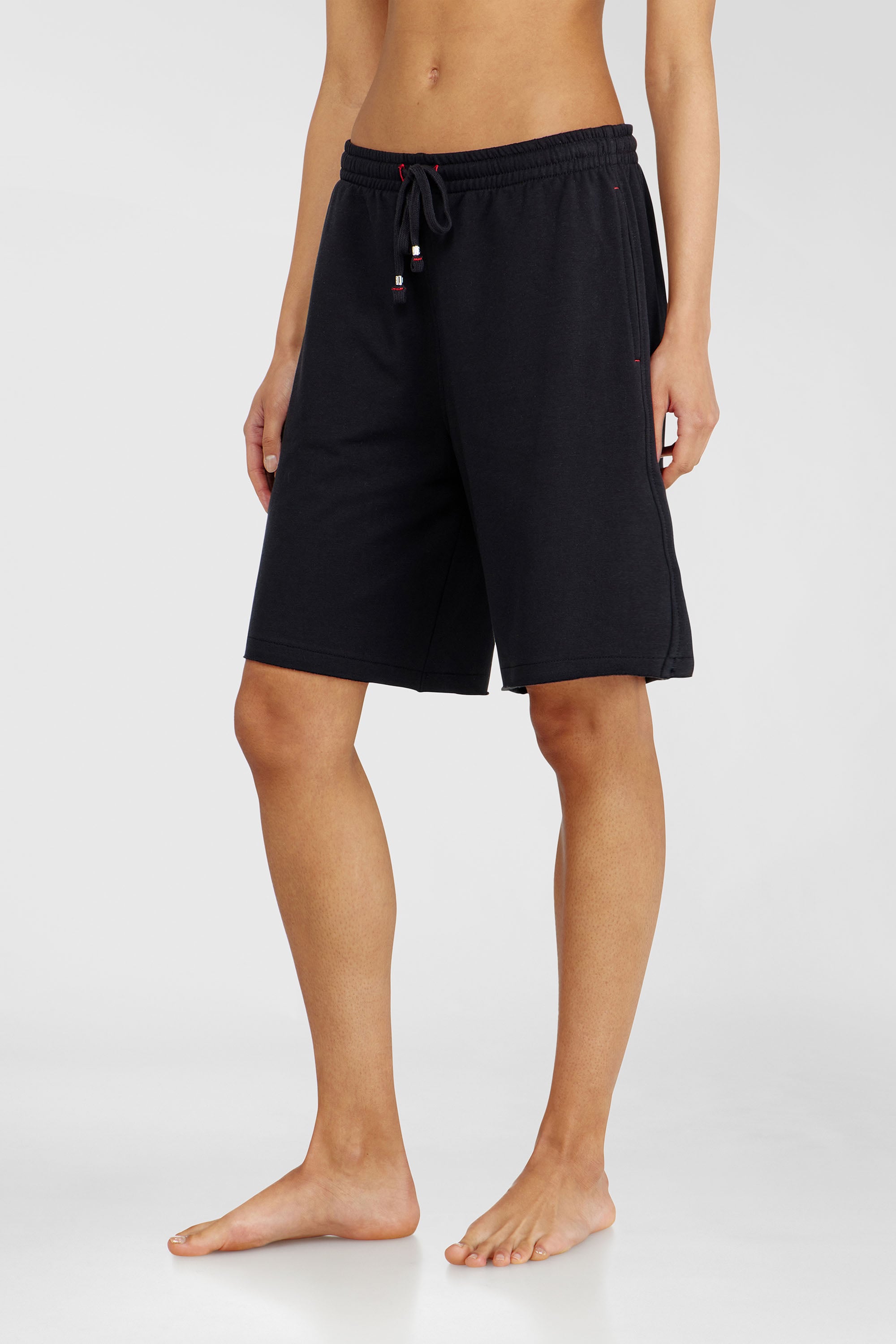 Diesel - CLARA-D-CORE, Damen Aufgeraute Sweatshorts mit offenen S&auml;umen in Schwarz - 1