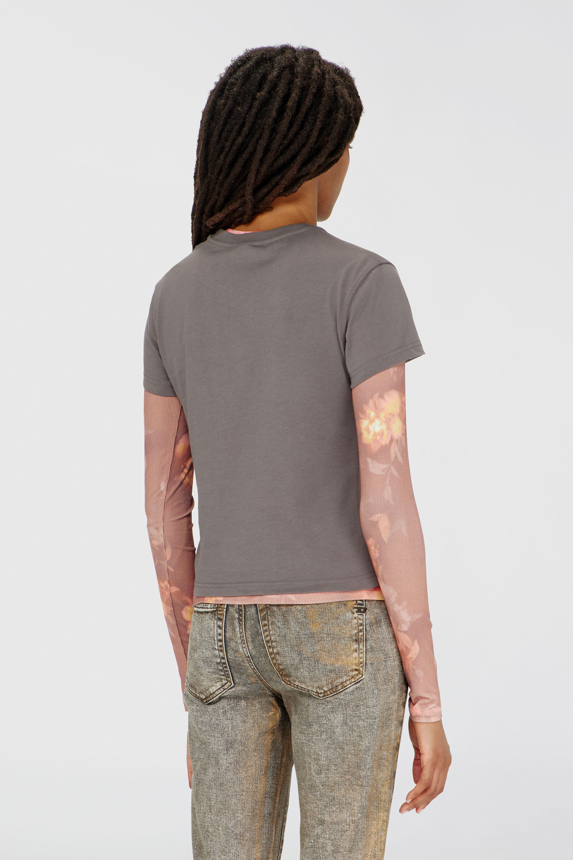 Diesel - T-ILA-AA4, Damen T-Shirt mit Logo-Print in Grau - 4