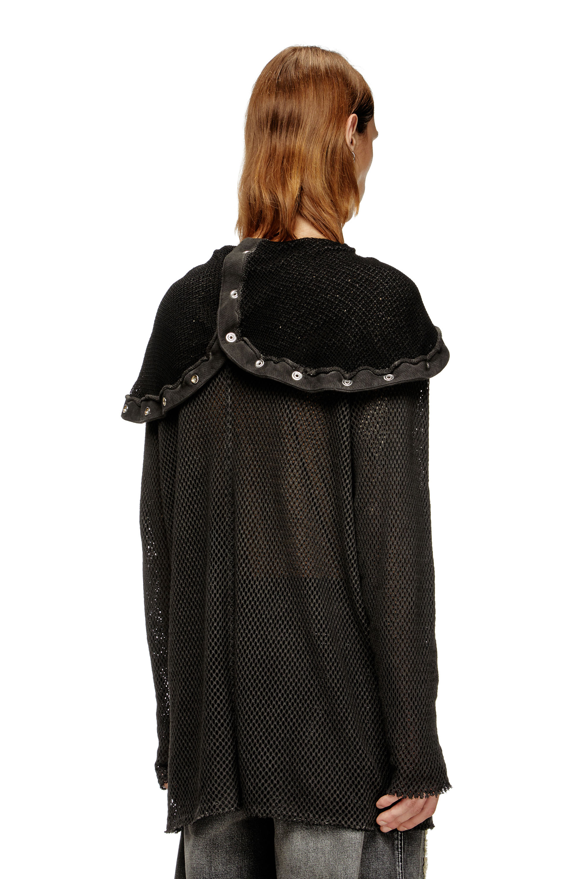 Diesel - S-THUG-FISHNET, Unisex Fischernetz-Hoodie mit vollständig schließendem Kapuzenverschluss in Schwarz - 4