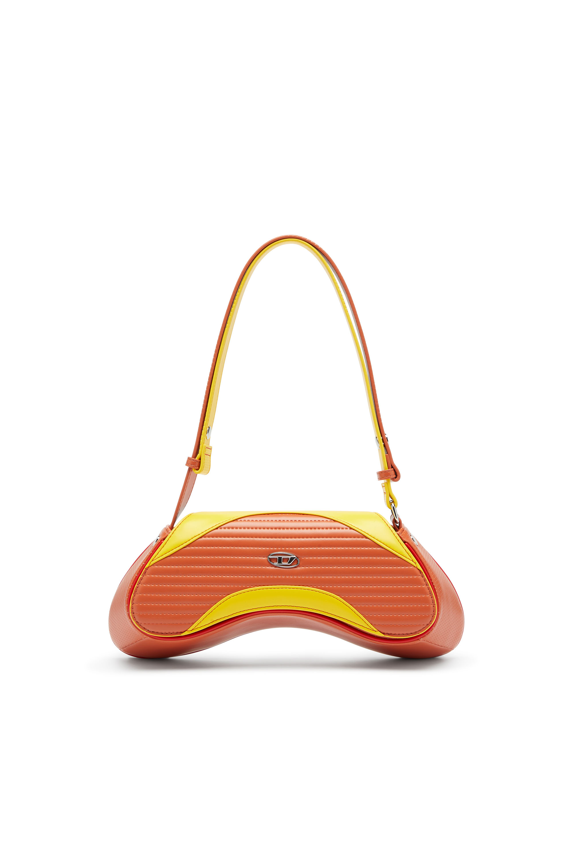 Diesel - PLAY CROSSBODY, Damen Play - Umh&auml;ngetasche aus gestepptem, perforiertem PU in Orange/Gelb - 1