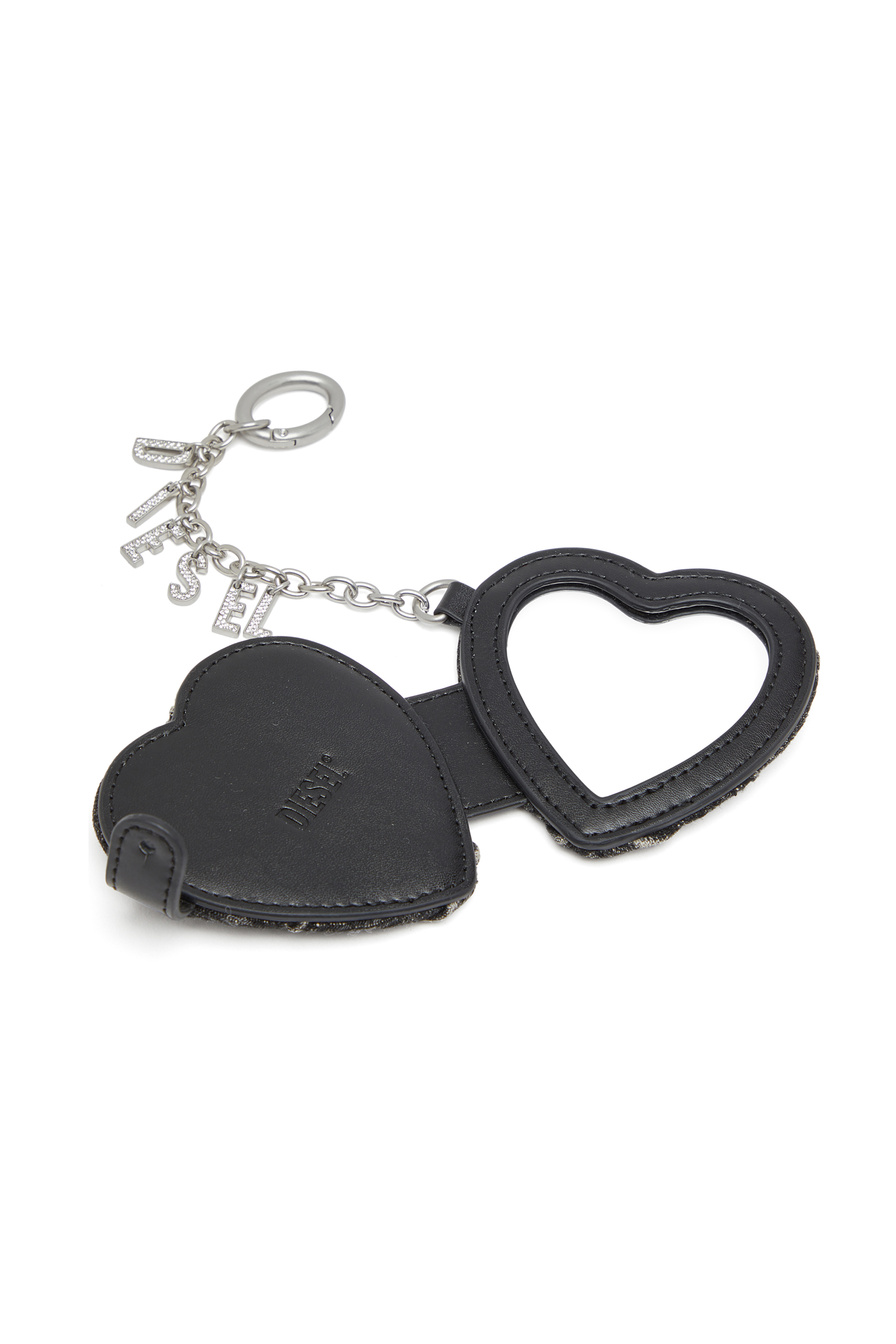 Diesel - CHARM-D MIRROR, Damen Spiegelanhänger aus gestepptem Argyle-Denim in Schwarz - 3