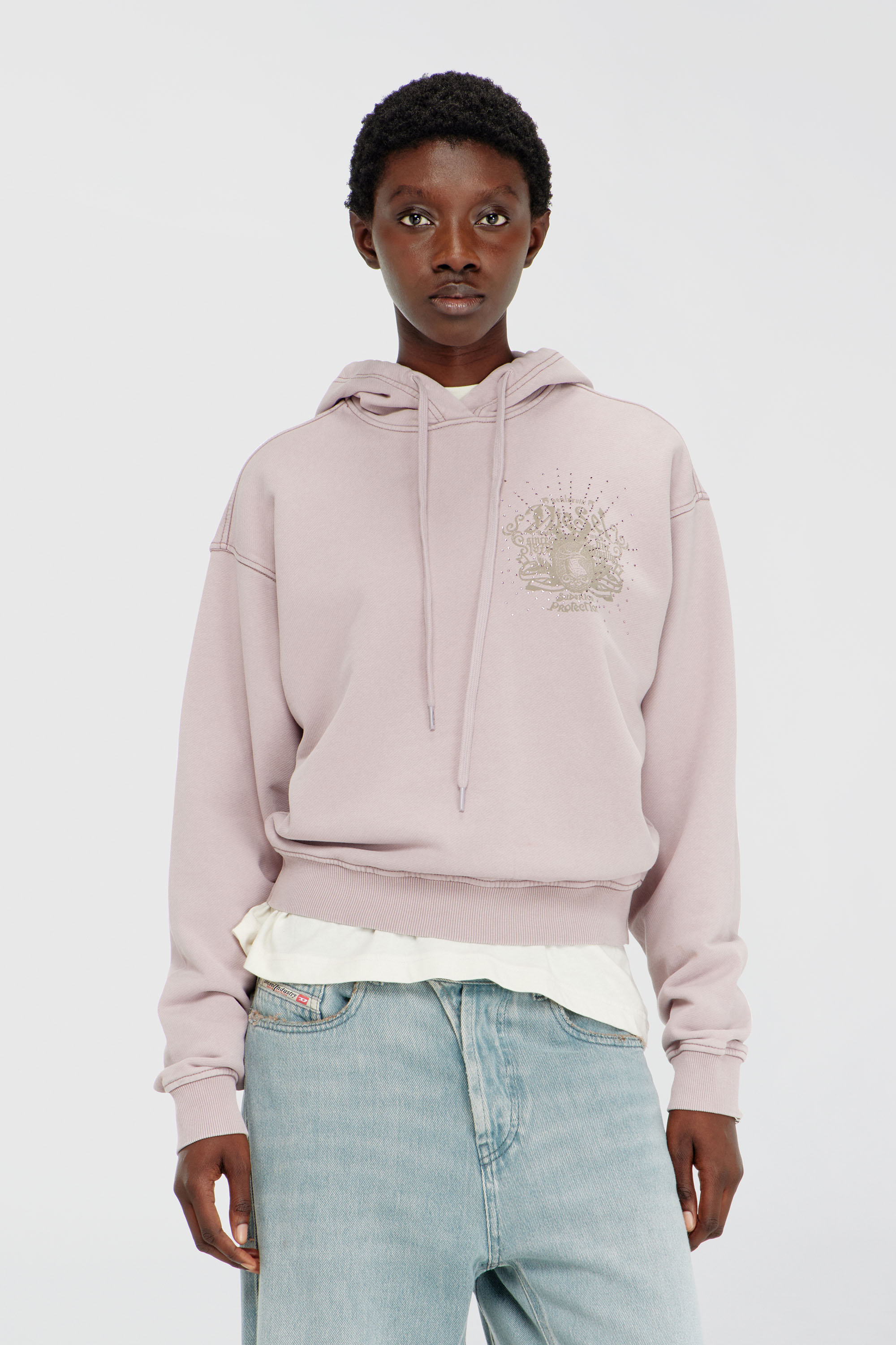 Diesel - F-PHOENY, Damen Hoodie mit Prints und Strasssteinen in Lila - 3