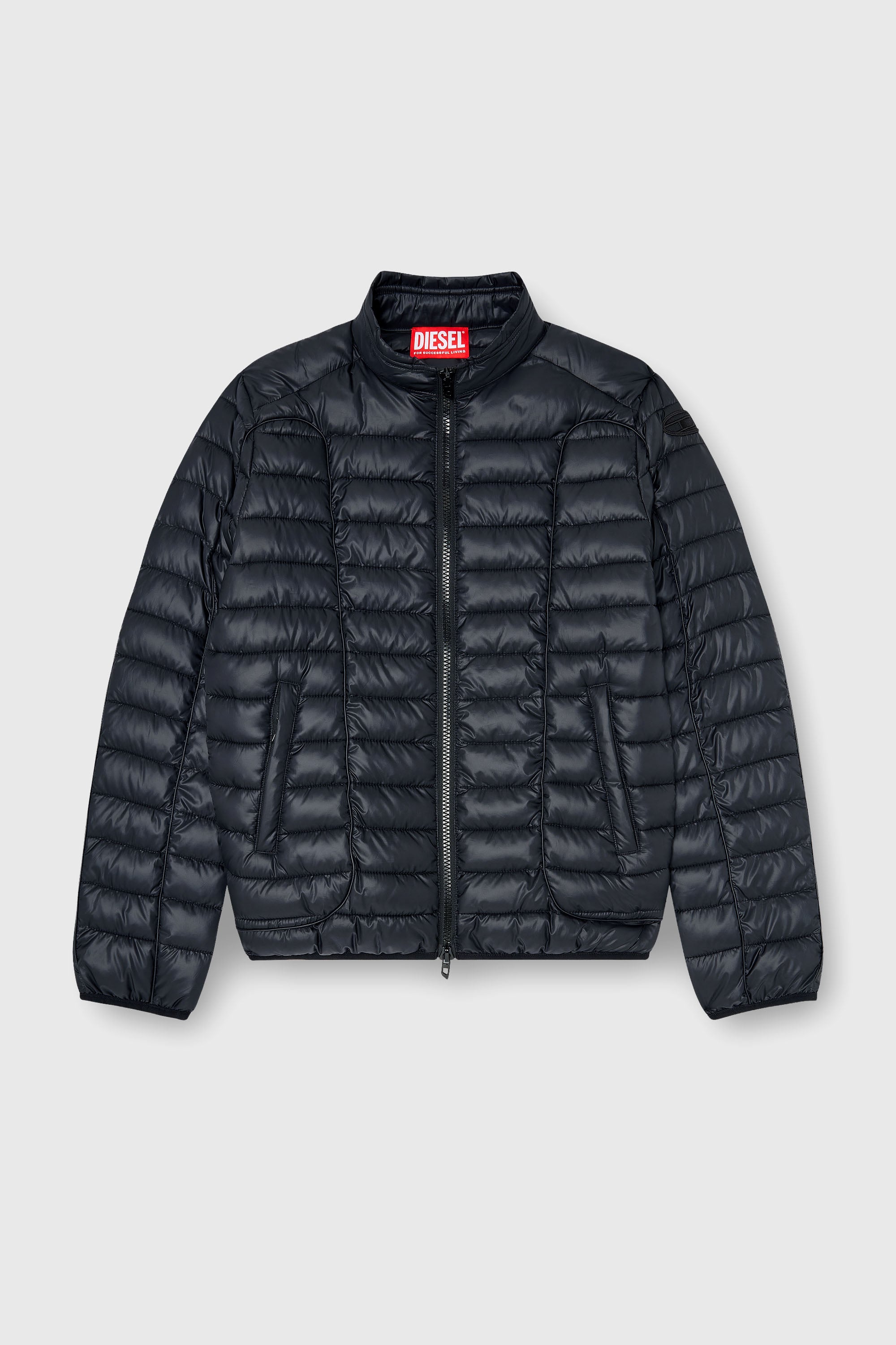 Diesel - W-PILOT-WRD, Herren Biker-inspirierte Steppjacke mit tonalen Paspeln in Schwarz - 2