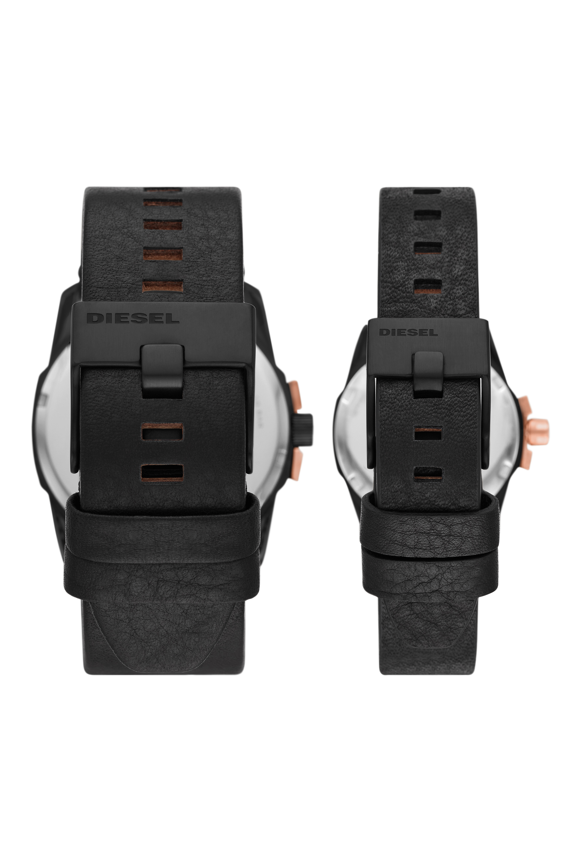 Diesel - DZ1977, Damen Set Master Chief Armbanduhr mit Lederarmband in Schwarz/Rosa - 2