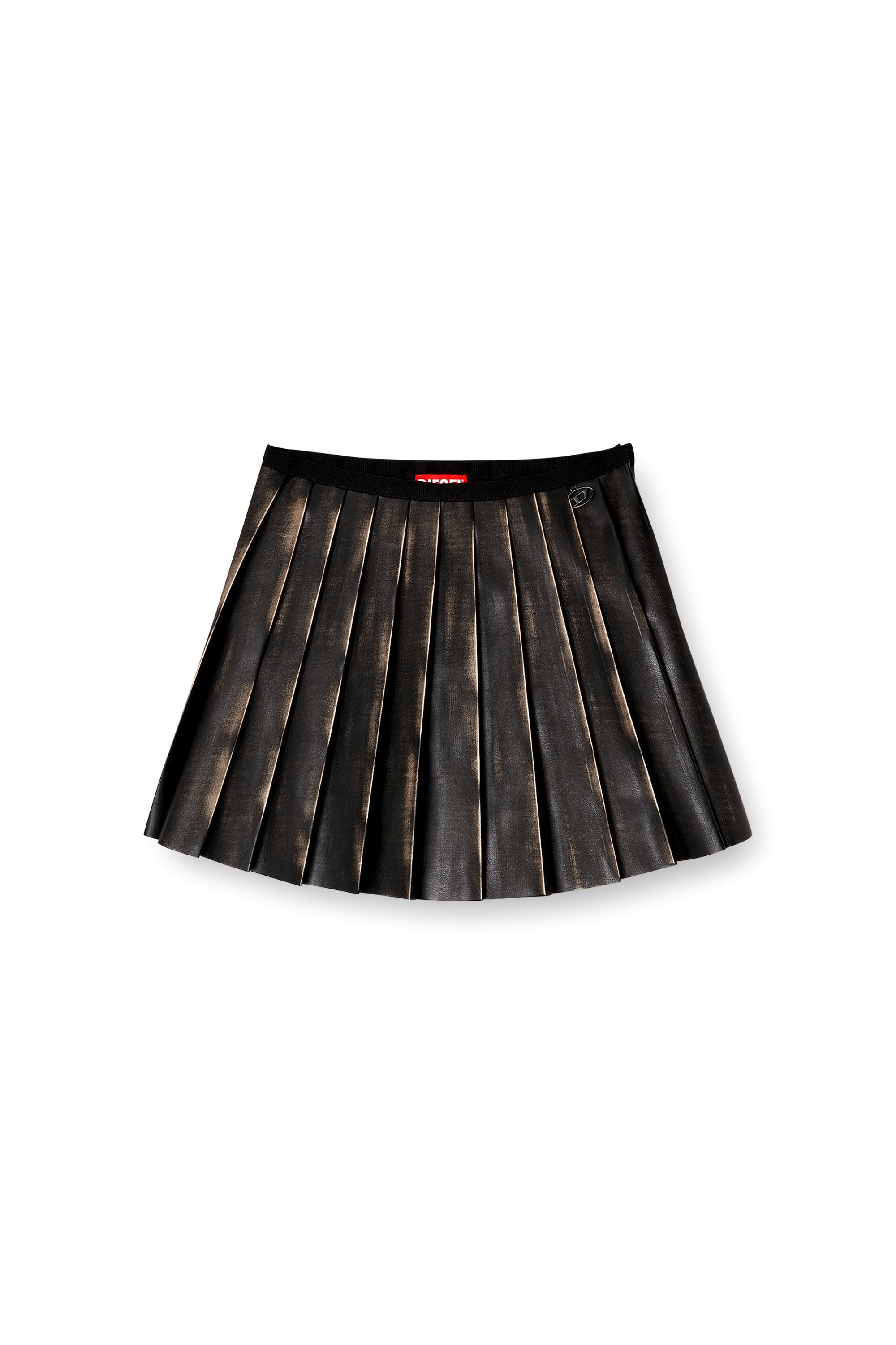 Diesel - O-SAKA-MINI, Damen Kurzer Faltenrock mit Used-Effekt in Braun - 4