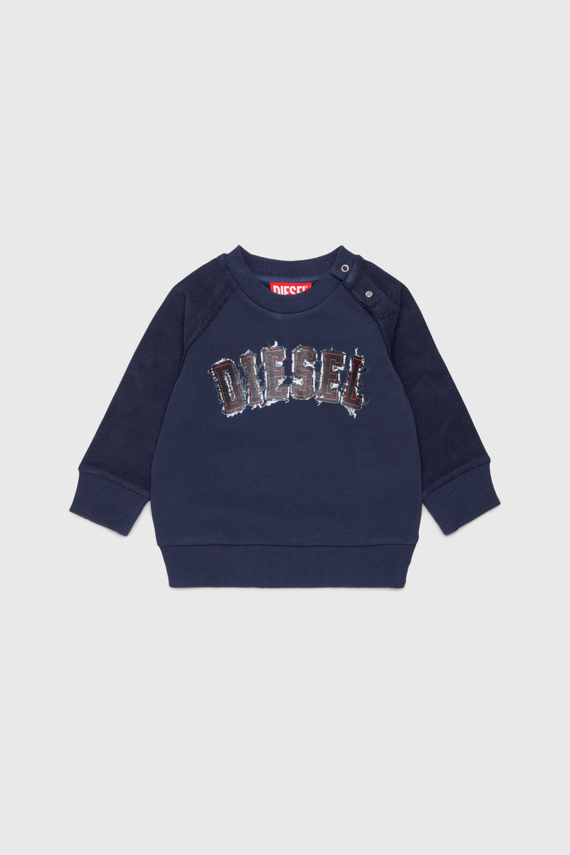 Diesel - SEANSB, Herren Baumwoll-Sweatshirt mit Logo im Frayed-Effekt in Dunkelblau - 1