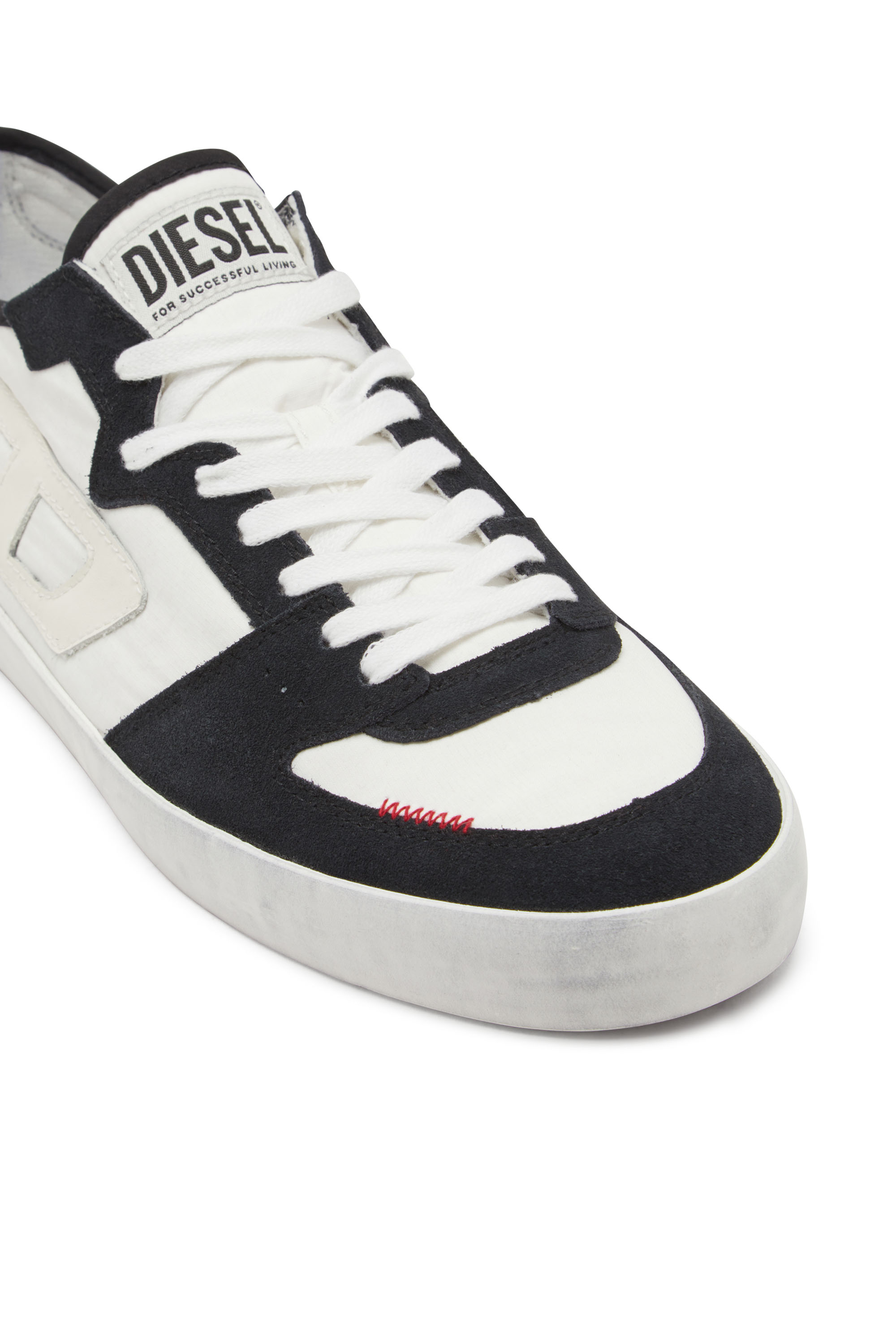 Diesel - S-LEROJI D-1 LOW, Herren Sneakers aus gepolstertem Ripstop und Veloursleder in Schwarz/Weiss - 4