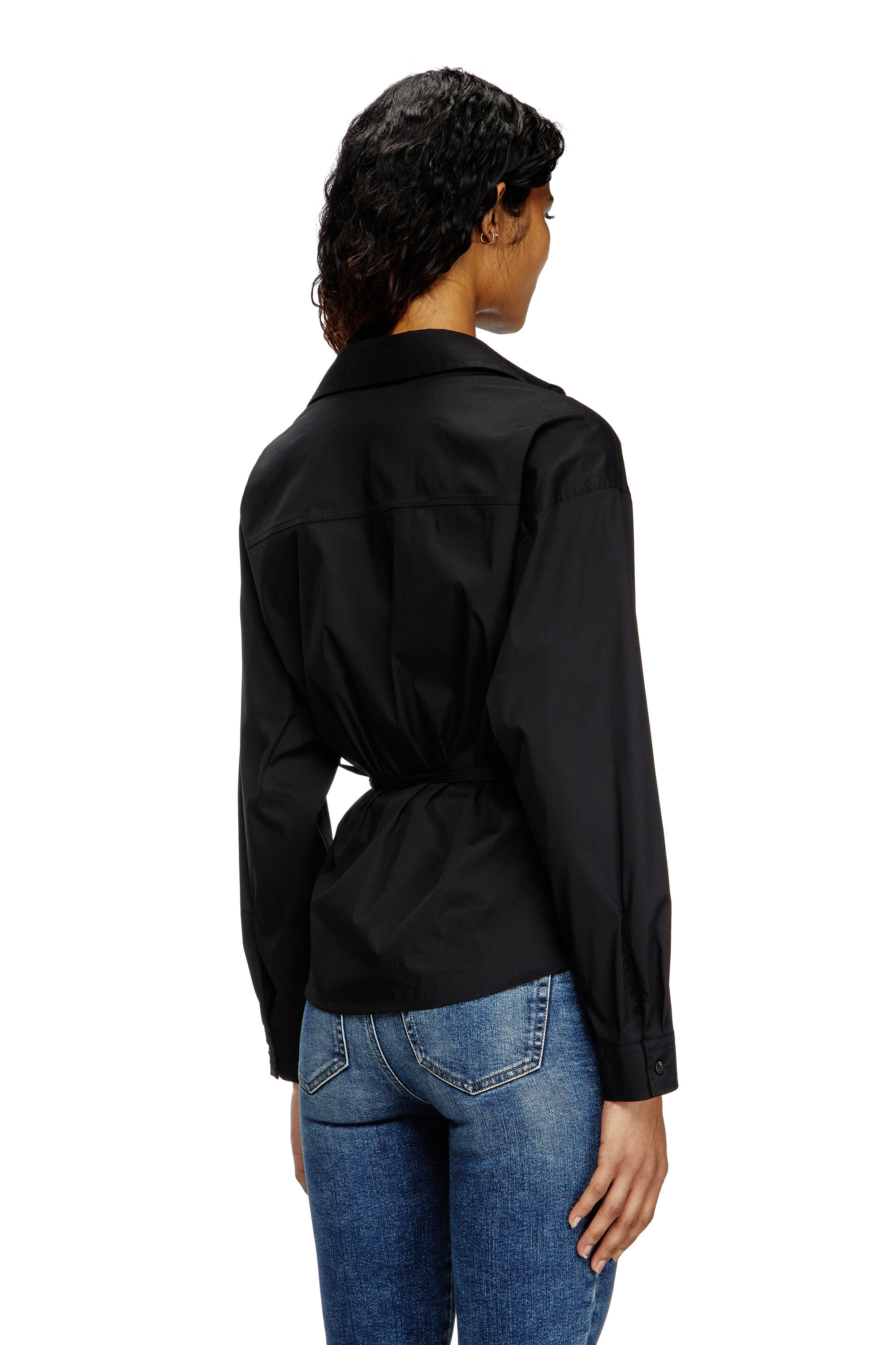 Diesel - C-DELPHI, Damen Wickel-Hemd mit Logo-Anh&auml;nger in Schwarz - 4