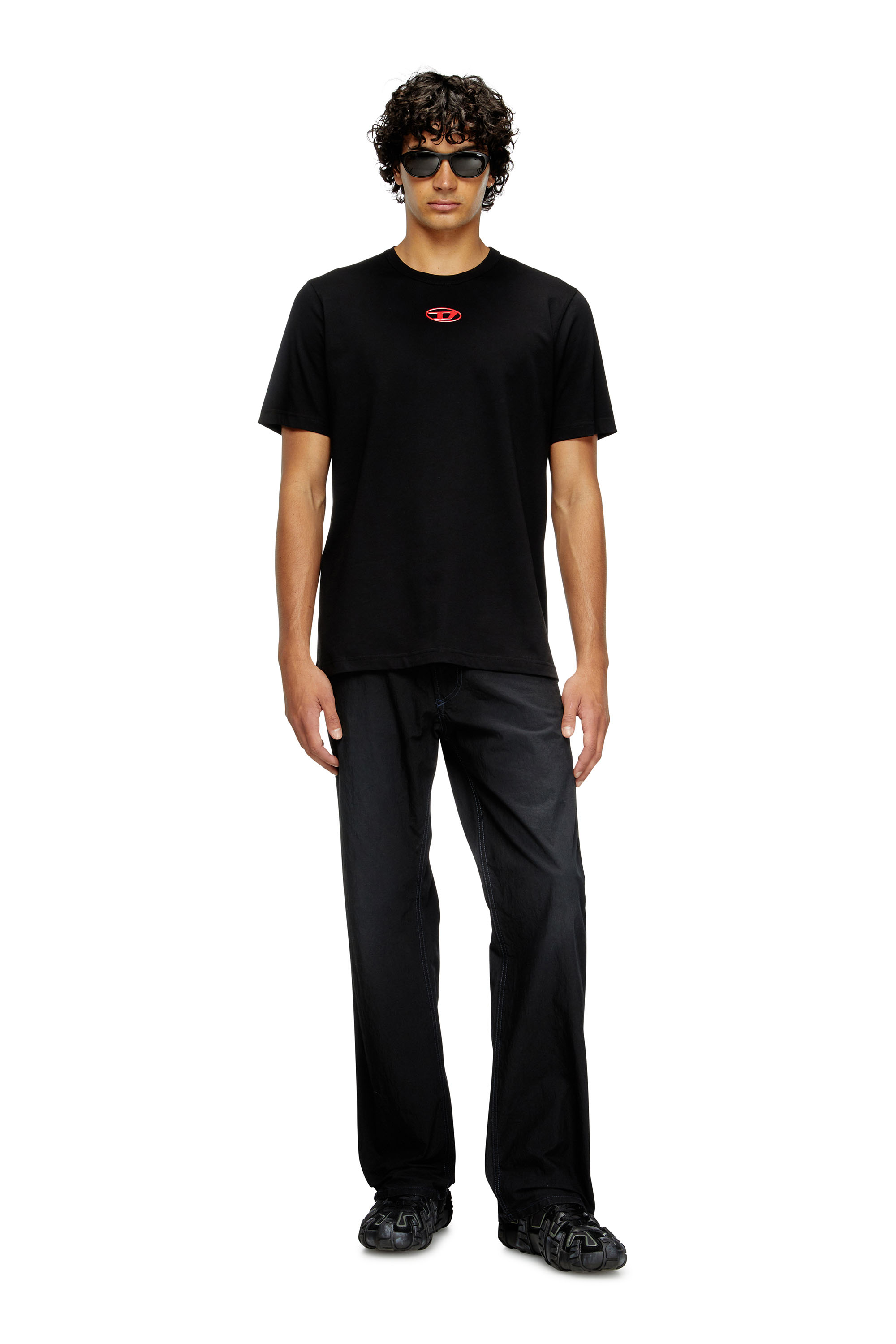 Diesel - T-ADJUST-OD, Herren T-Shirt mit metallischem Oval D in Schwarz - 1