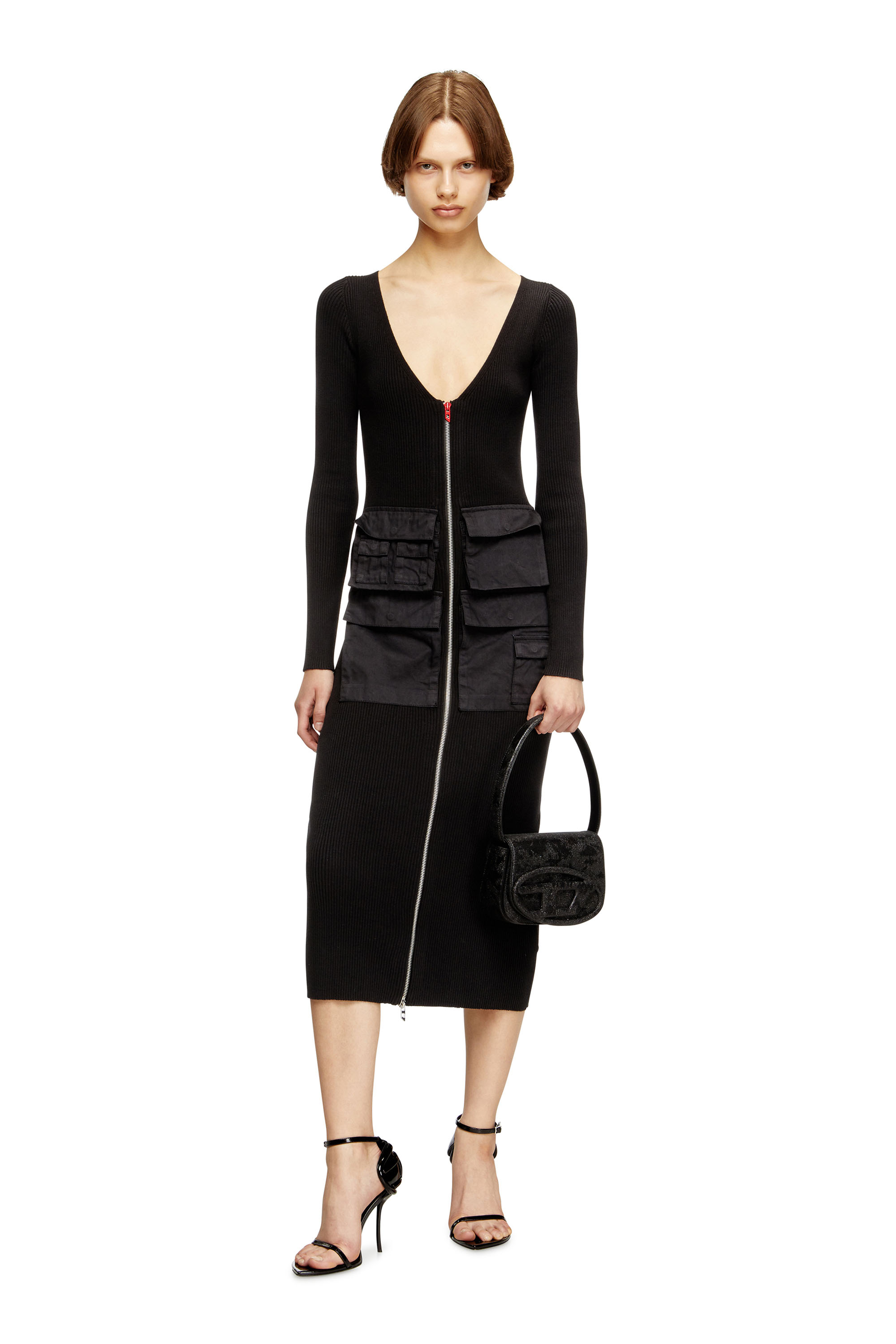 Diesel - 1DR, Damen 1DR-Ikonische 1DR-Tasche aus Glitter-Camo-Lurex in Schwarz - 6