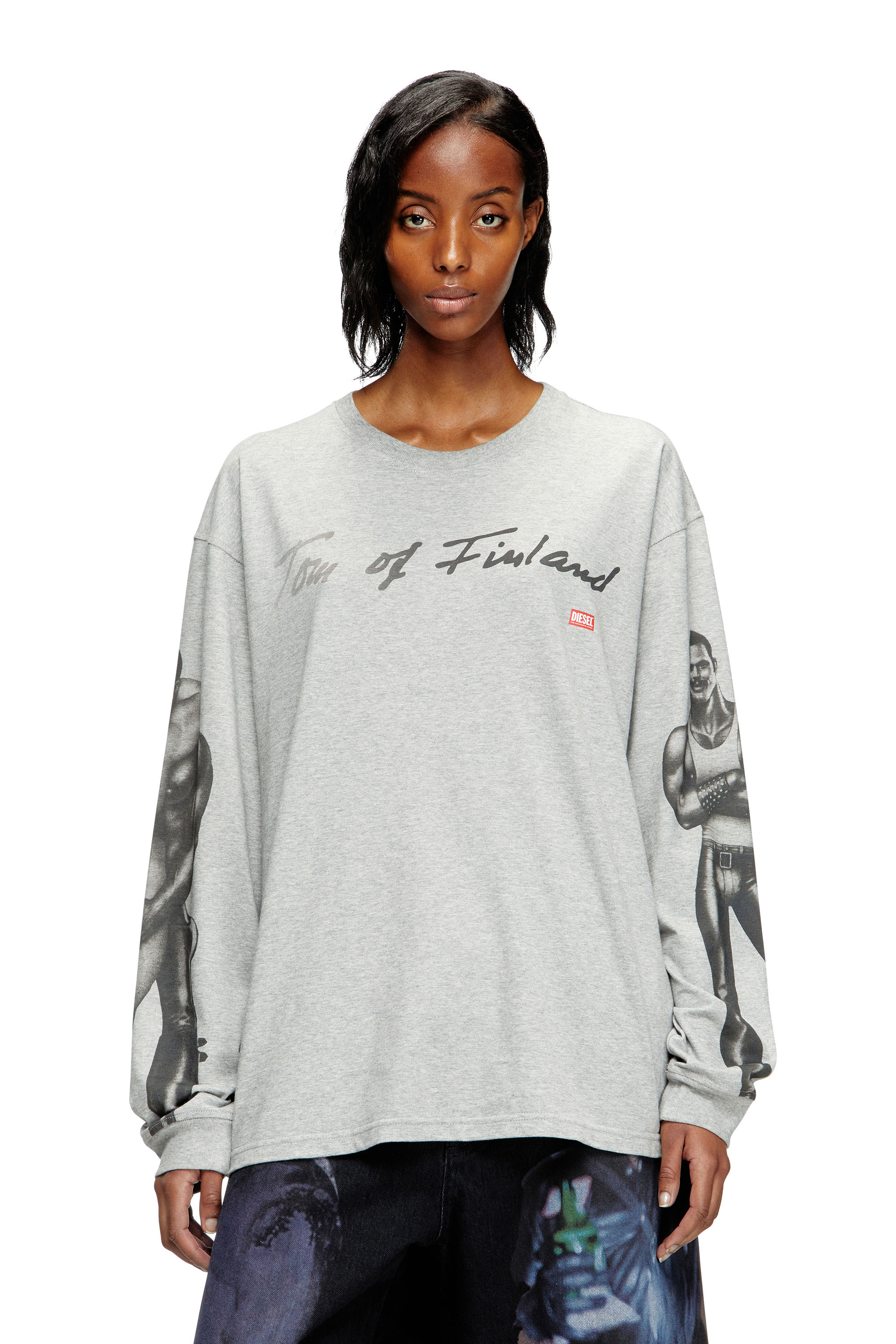 Diesel - PR-T-BOXT-LS-TOM25, Unisex Langarm-T-Shirt mit Grafik-Print in Grau - 1