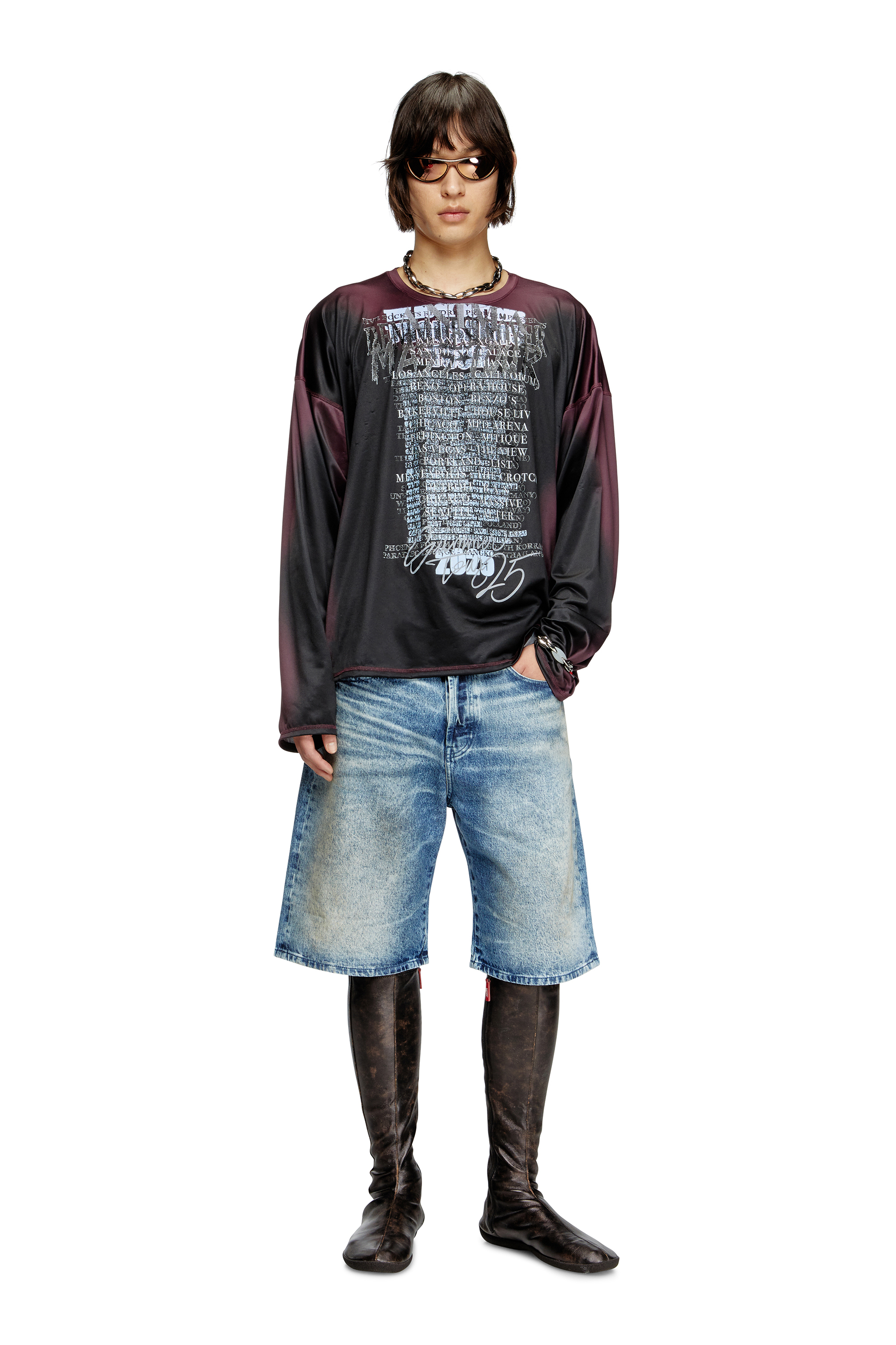 Diesel - D-RIXFORD-S, Herren Shorts aus Denim mit Text-Print in Mittelblau - 1