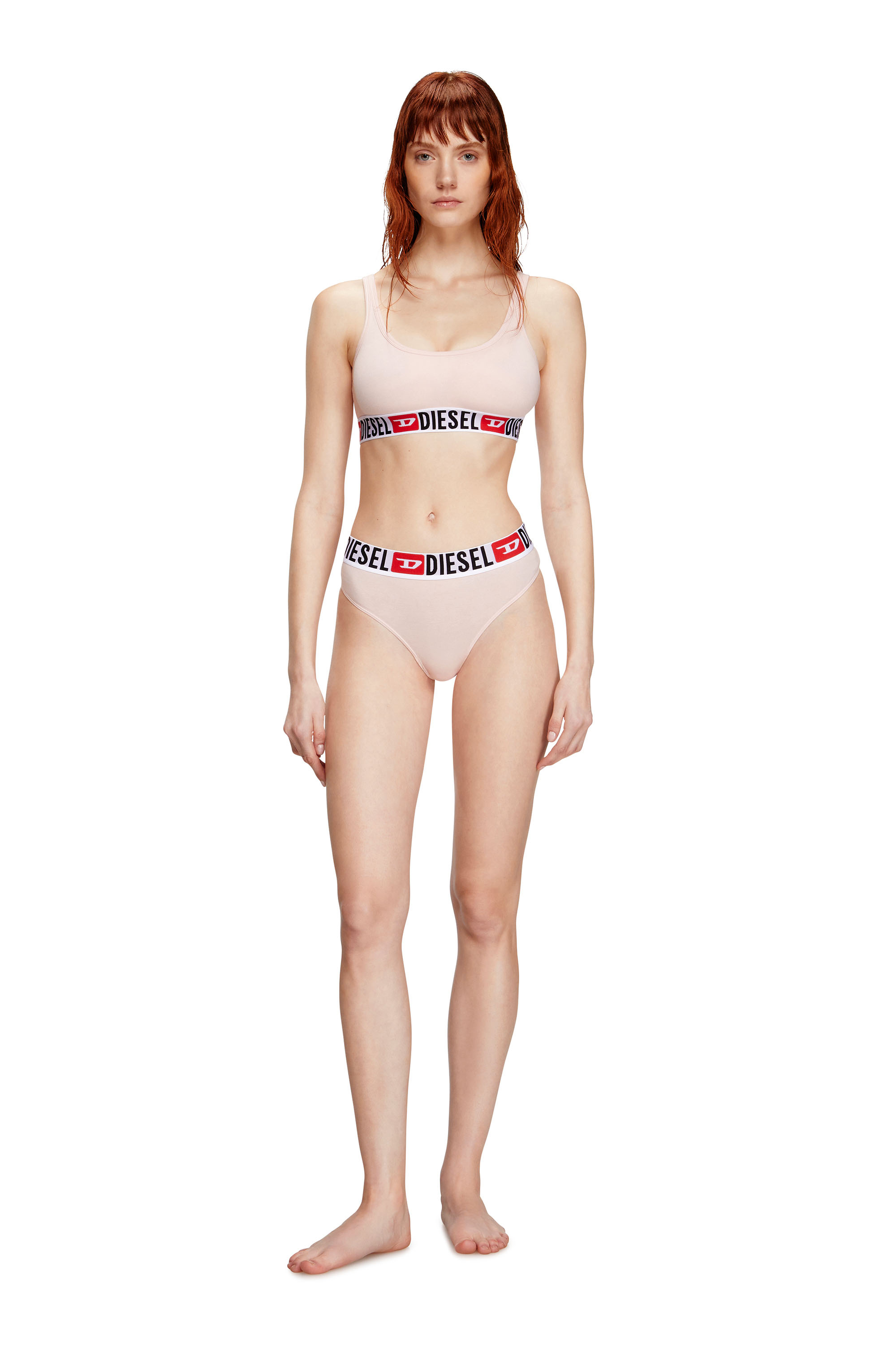 Diesel - UFSB-ORIBA, Damen Bralette mit Logoband in Rosa - 1