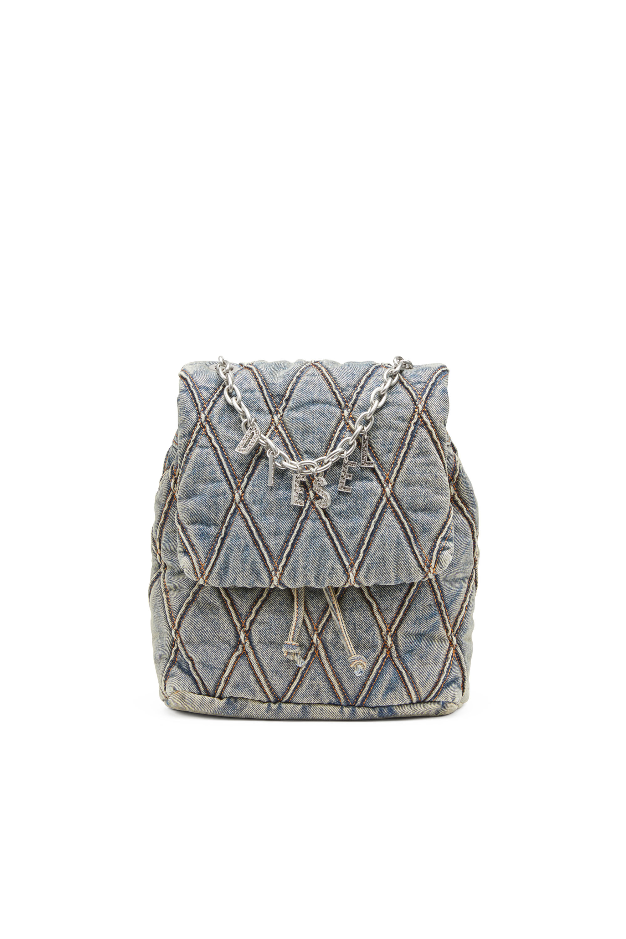 Diesel - CHARM-D BACKPACK S, Damen Charm-D S-Rucksack aus gestepptem Argyle-Denim in Blau - 1
