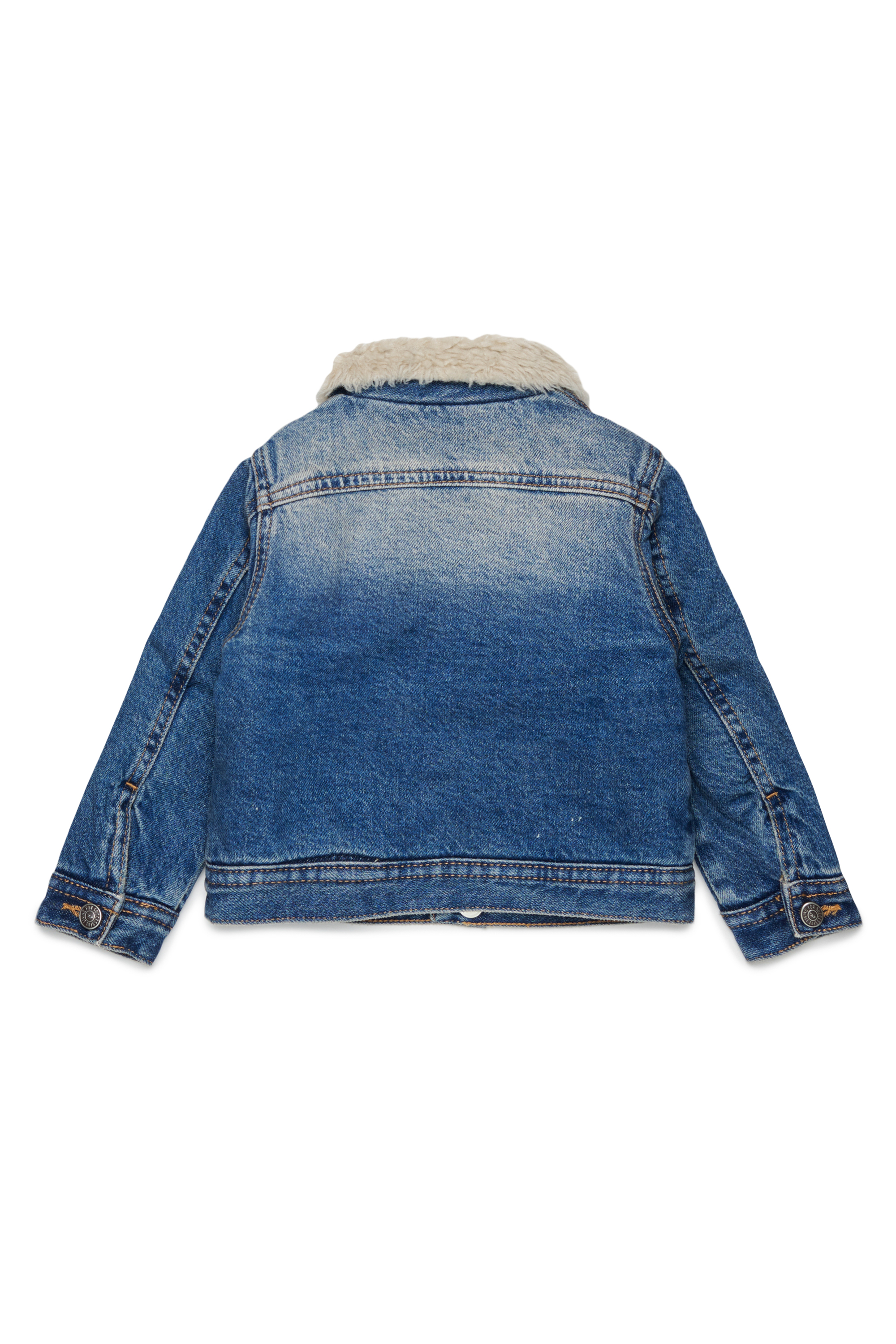 Diesel - JOMYB-FUR, Unisex Jeansjacke mit weichem Pile-Kragen in Mittelblau - 2