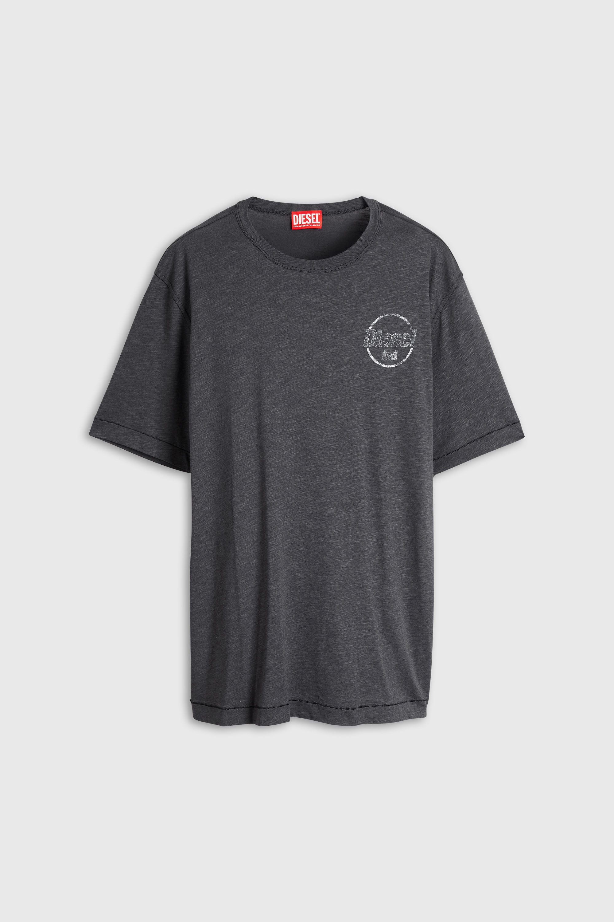 Diesel - T-ADJUST-B11, Herren T-Shirt aus Slub-Jersey mit Crack-Print in Dunkelgrau - 2