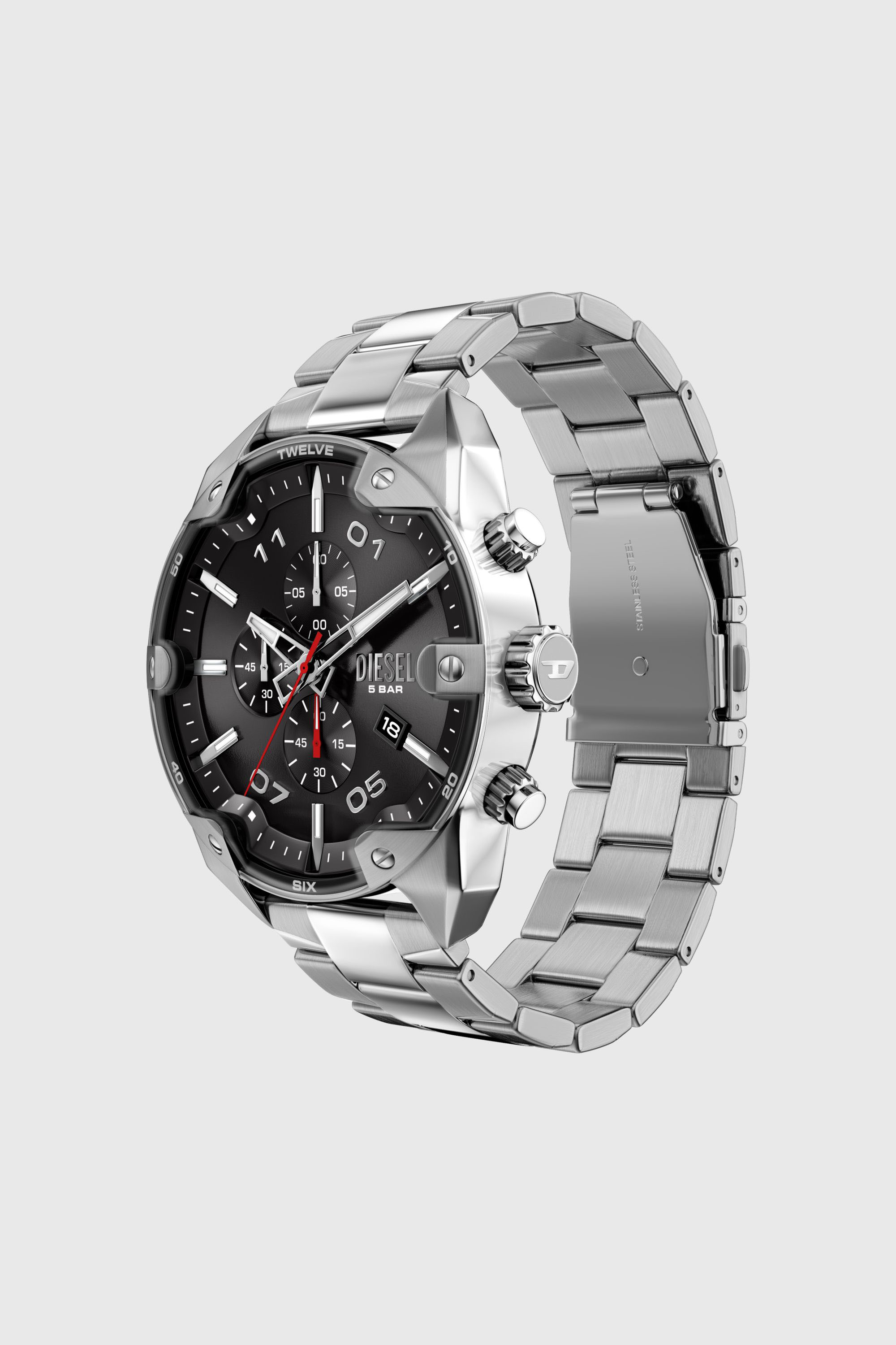 Diesel - DZ4709 WATCH, Herren Spiked Edelstahluhr mit Nieten in Silber - 7