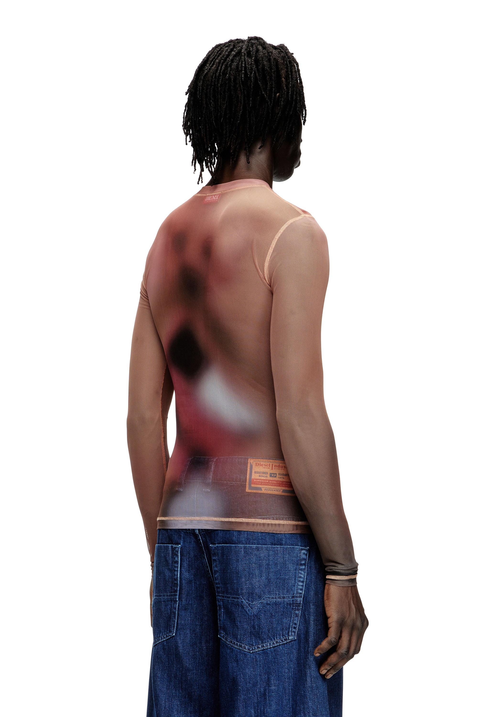 Diesel - PR-T-SIELAR-TOM25-1, Unisex Langarm-Oberteil aus bedrucktem Tech-Mesh in Rosa - 4