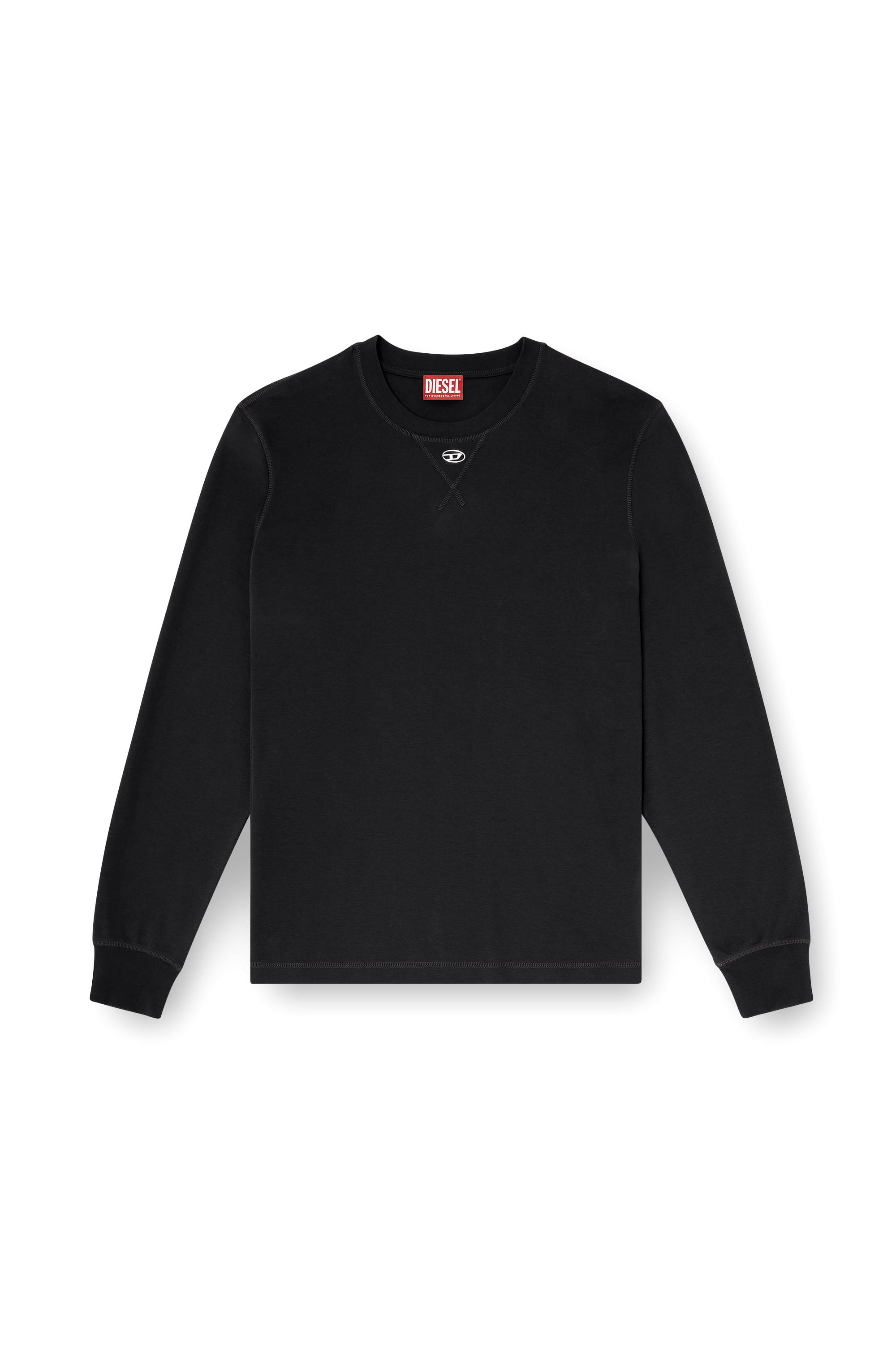 Diesel - T-MADJUST-LS-TR, Man's Cotton long-sleeve T-shirt with Oval D in Dark grey - 3
