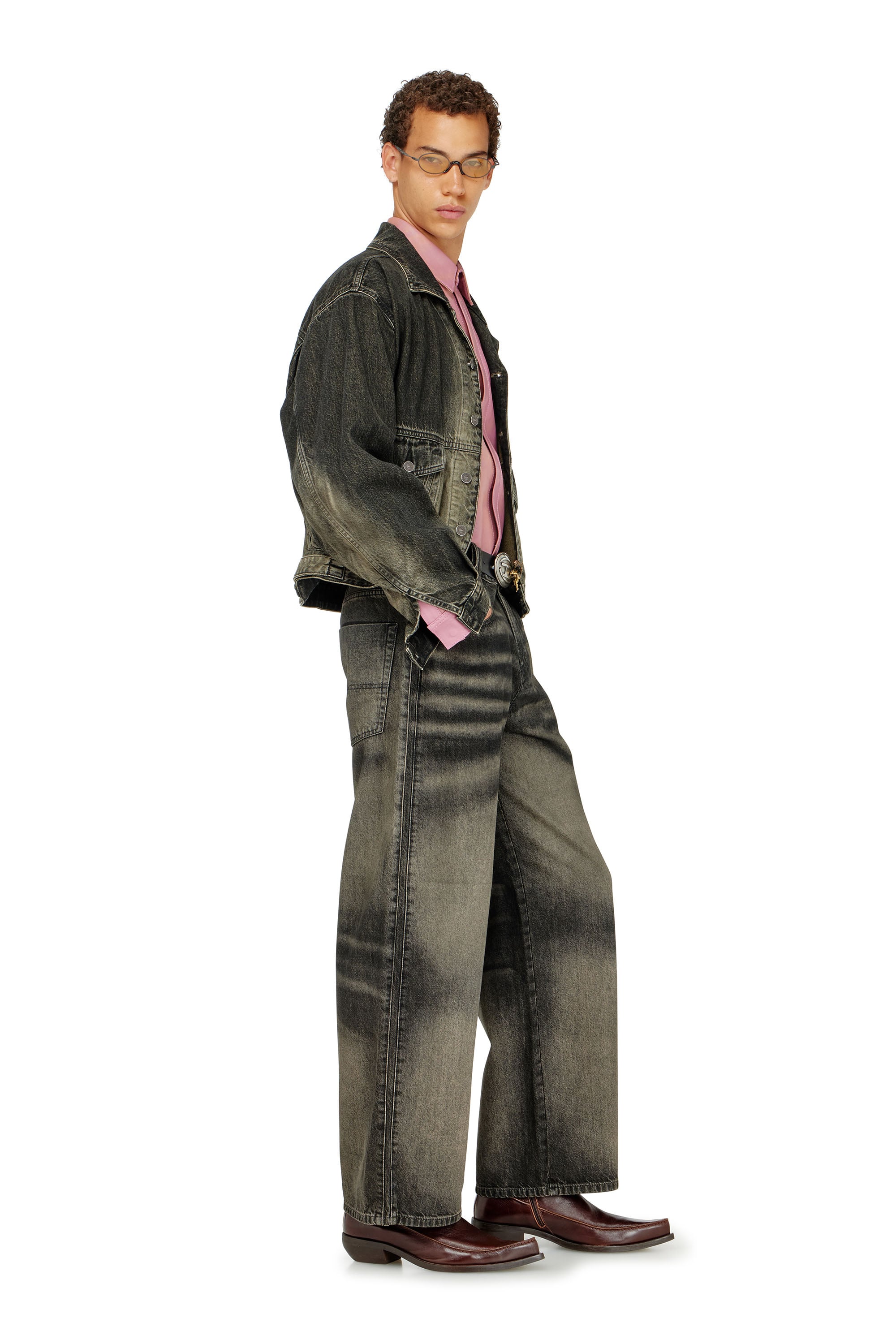 Diesel - Unisex Relaxed Jeans 1982 D-Hakou 09R33, Schwarz/Dunkelgrau - 3