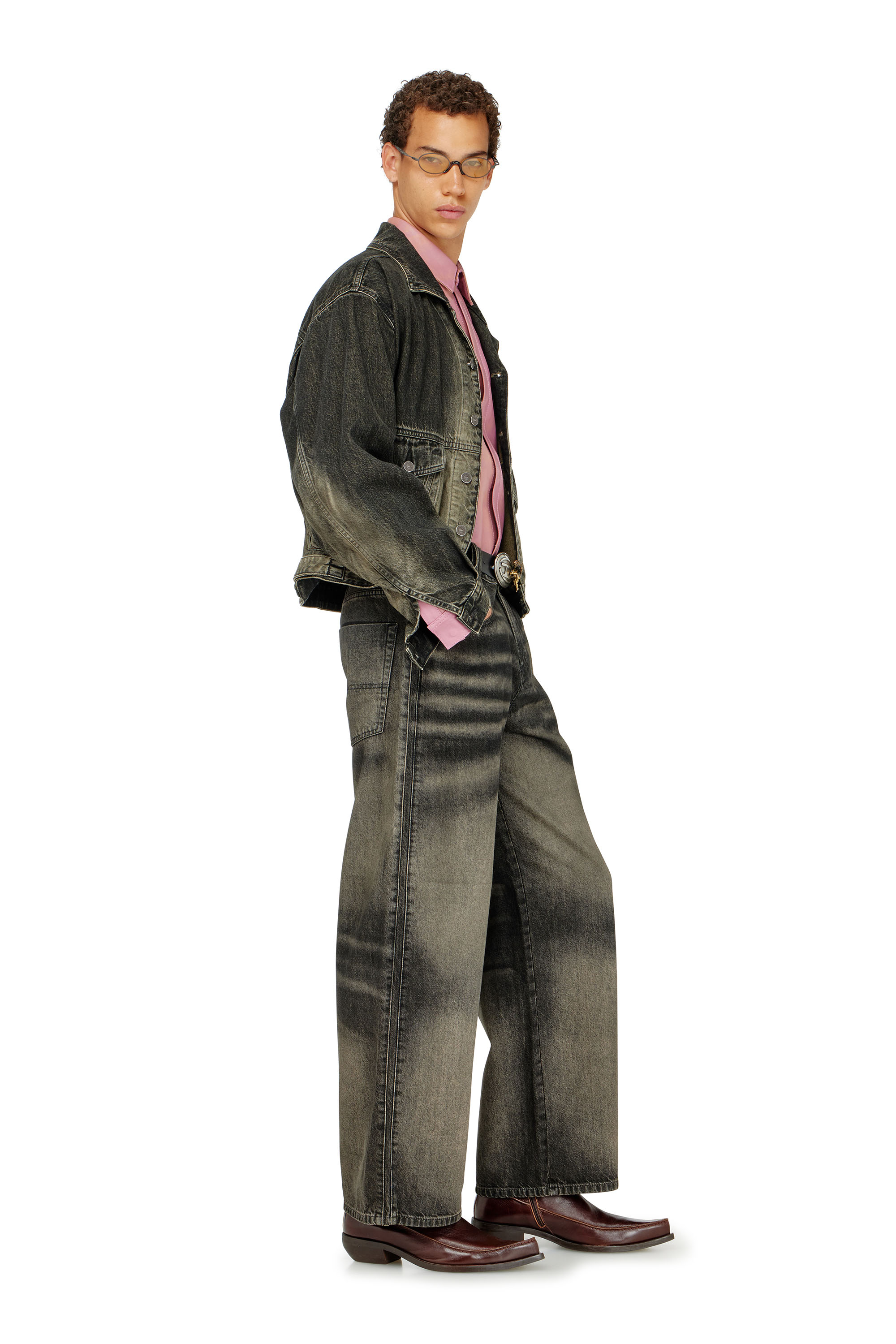 Diesel - Unisex Relaxed Jeans 1982 D-Hakou 09R33, Schwarz/Dunkelgrau - 2