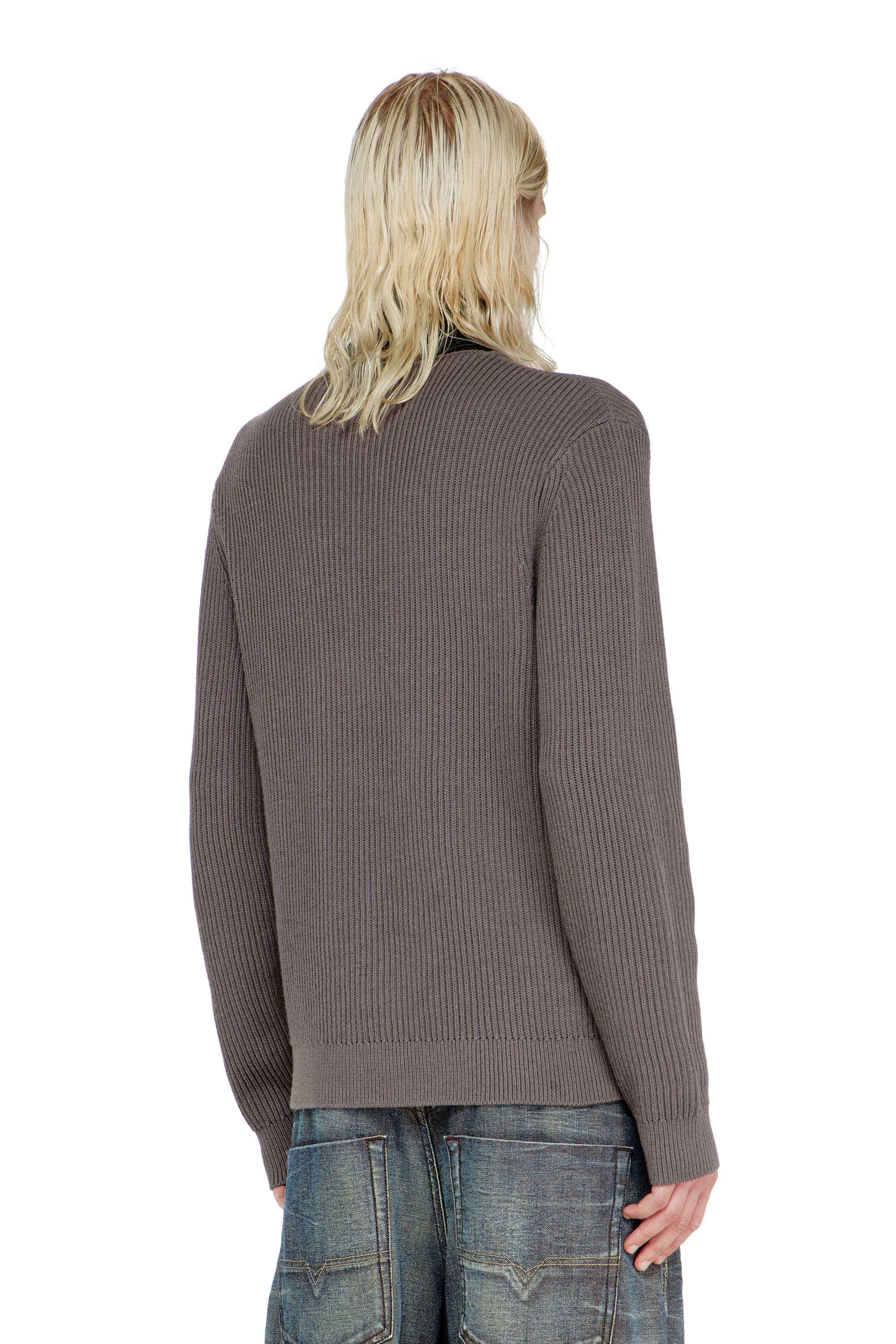 Diesel - K-MAMU, Herren Pullover mit half-zip und doppellagigem Kragen in Schwarz/Grau - 4