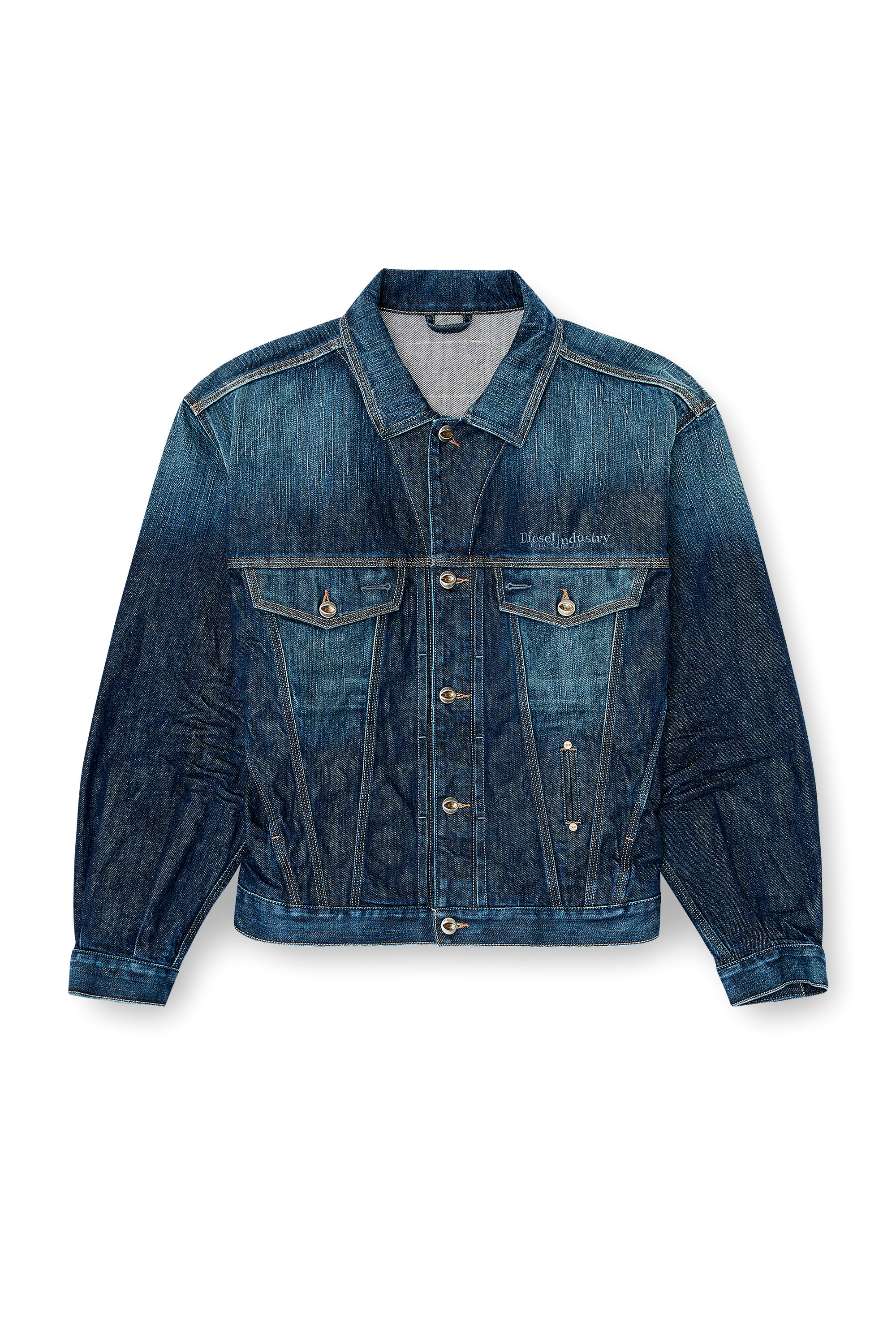 Diesel - D-DENVER-CL, Unisex's Trucker jacket in selvedge denim in Dark Blue - 3