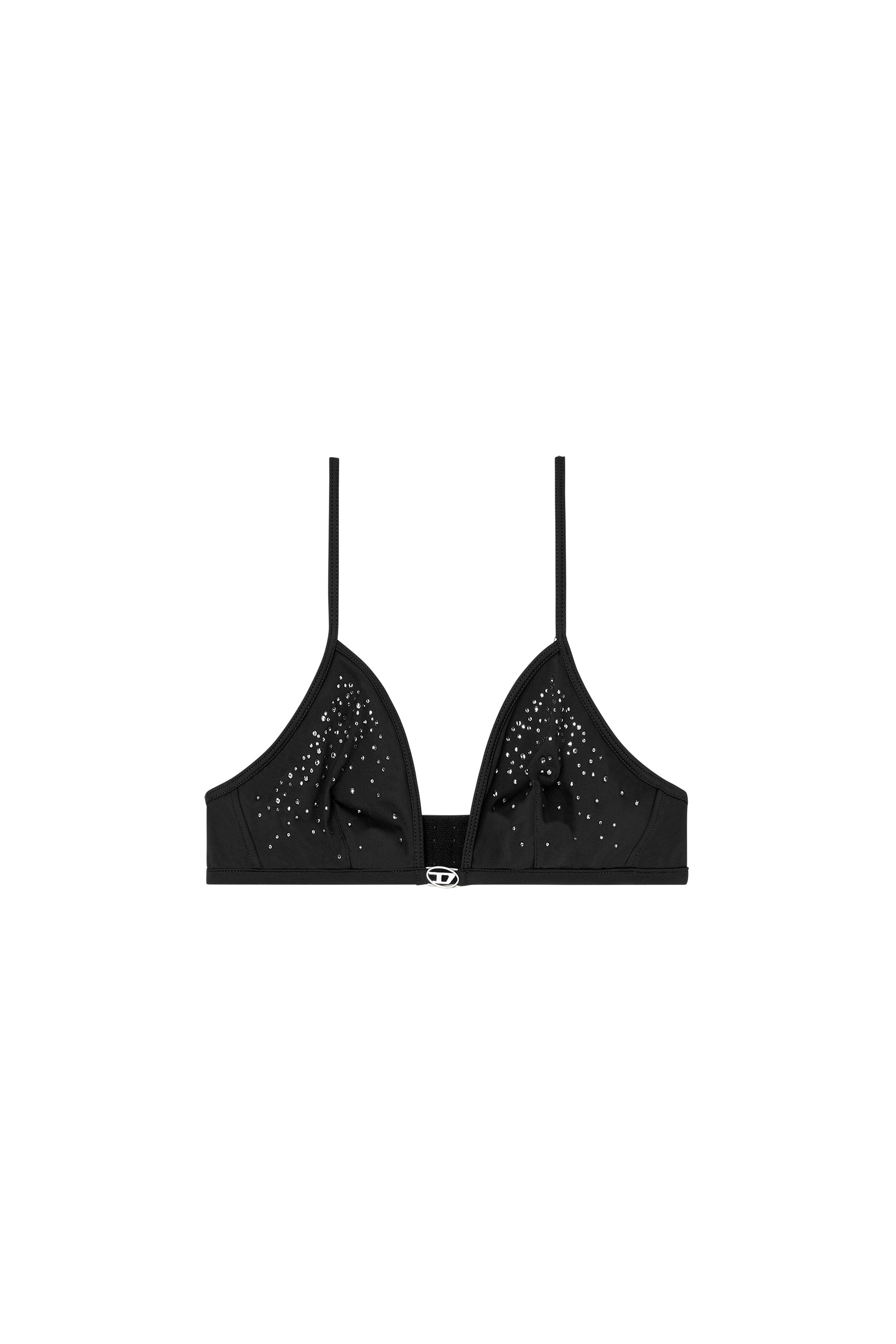 Diesel - LUNA-DNM, Damen Triangel-BH aus Mikrofaser mit Kristallen in Schwarz - 4