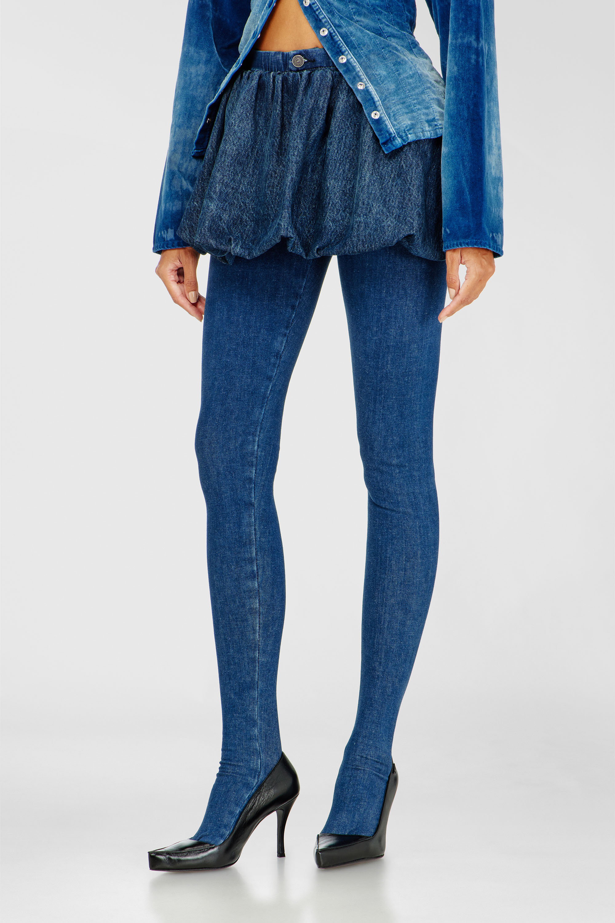 Diesel - DE-MUJ-FSJ2, Damen Kurzer Bubble-Rock aus Denim in Dunkelblau - 3