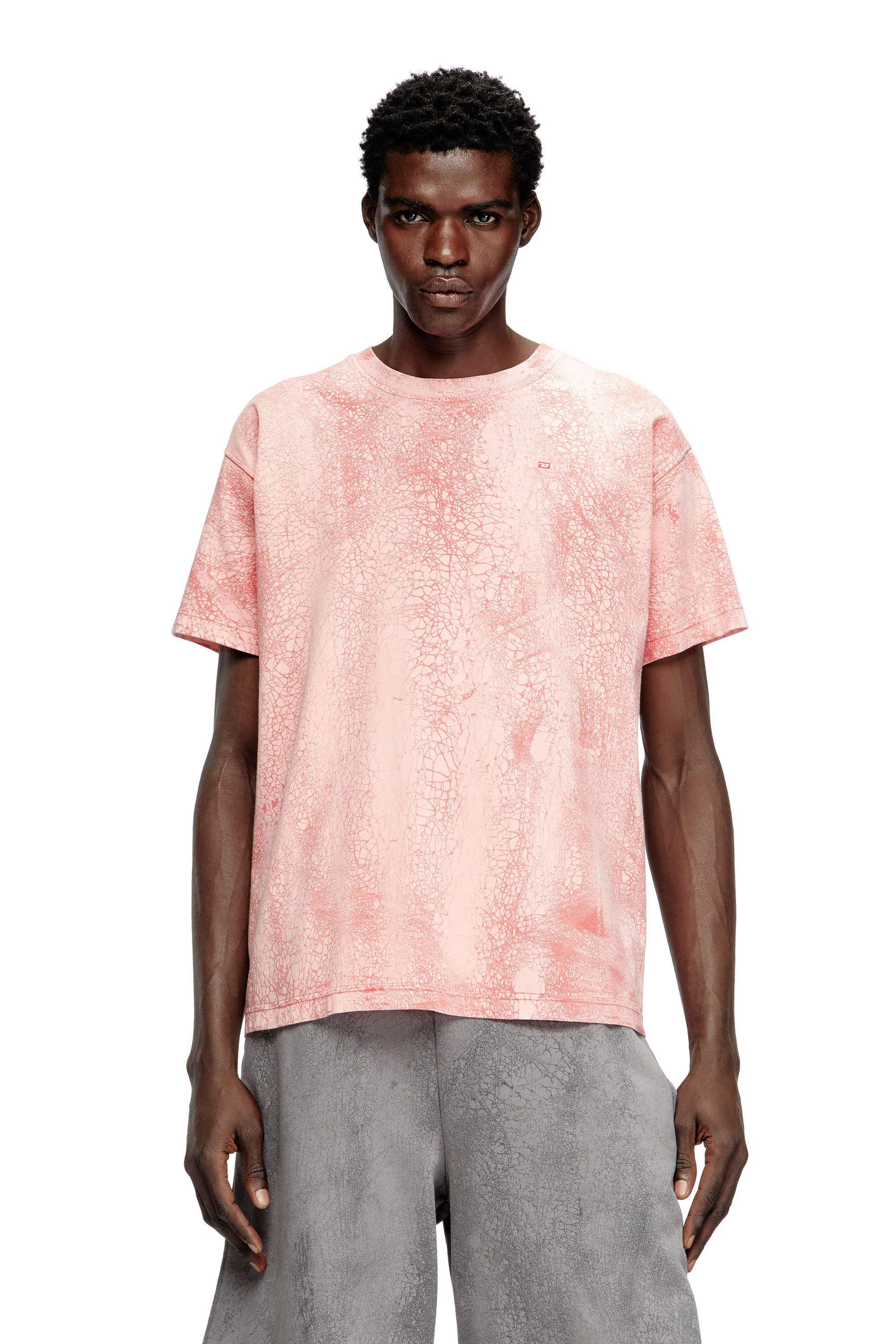 Diesel - T-NORM-T8, Herren T-Shirt aus gewachstem Jersey in Rosa - 1