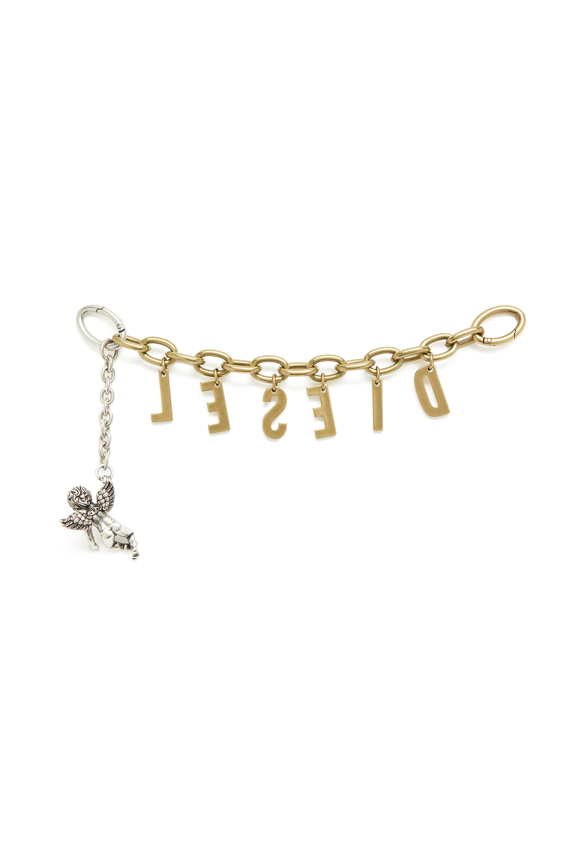 Diesel - CHAIN-D III S, Damen Metallbuchstaben-Anh&auml;nger mit Engelmotiv in Gold - 3
