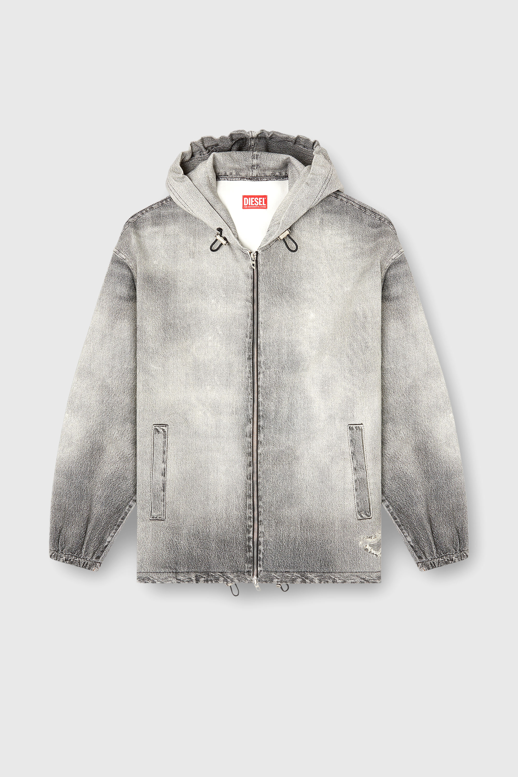 Diesel - D-WYNNY JOGG, Herren Kapuzenjacke aus Trompe-l'oeil-JoggJeans in Grau - 2