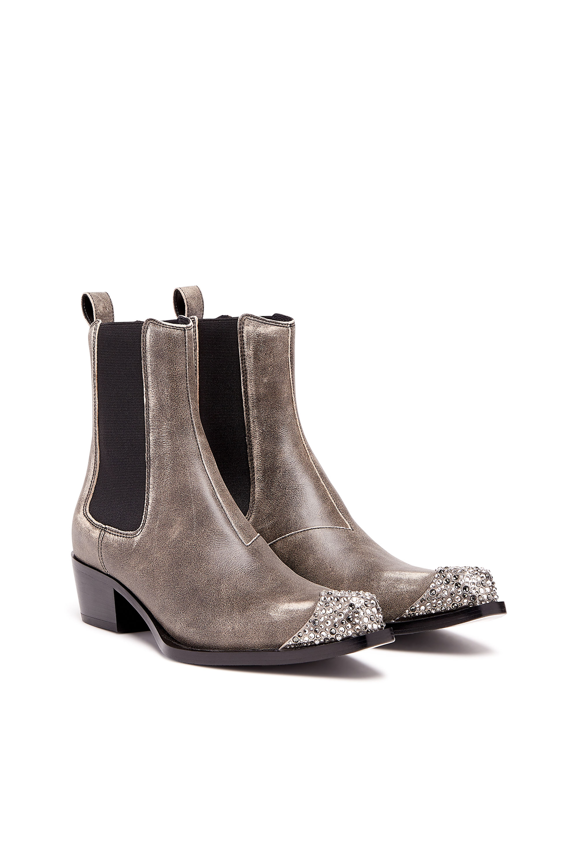 Diesel - D-CALAMITY AB, Damen D-Calamity Ab - Stiefel aus behandeltem Leder mit Strass-Zehenkappe in Braun - 2