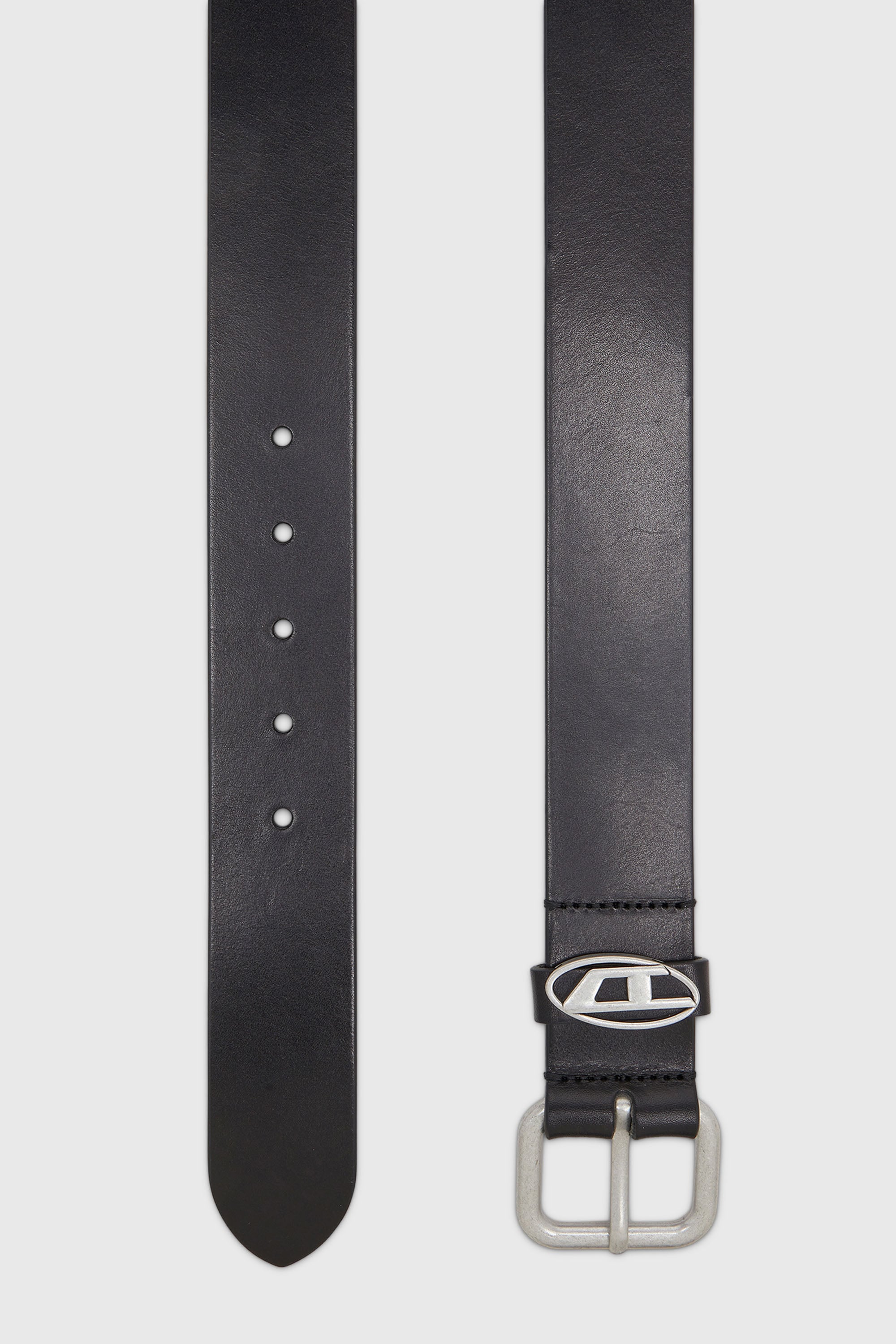 Diesel - B-1DR OVAL D LOOP, Unisex 4 cm breiter Lederg&uuml;rtel mit Metallschnalle in Schwarz - 2