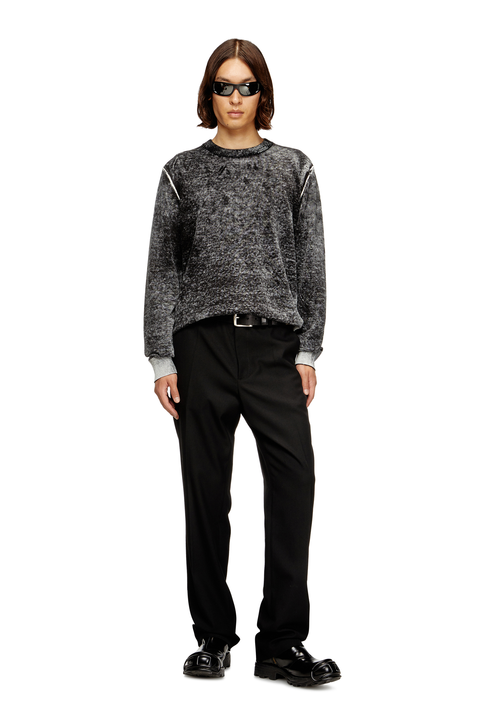 Diesel - K-LAURENT, Herren Pullover mit verblasstem R&uuml;ckendruck in Grau - 2