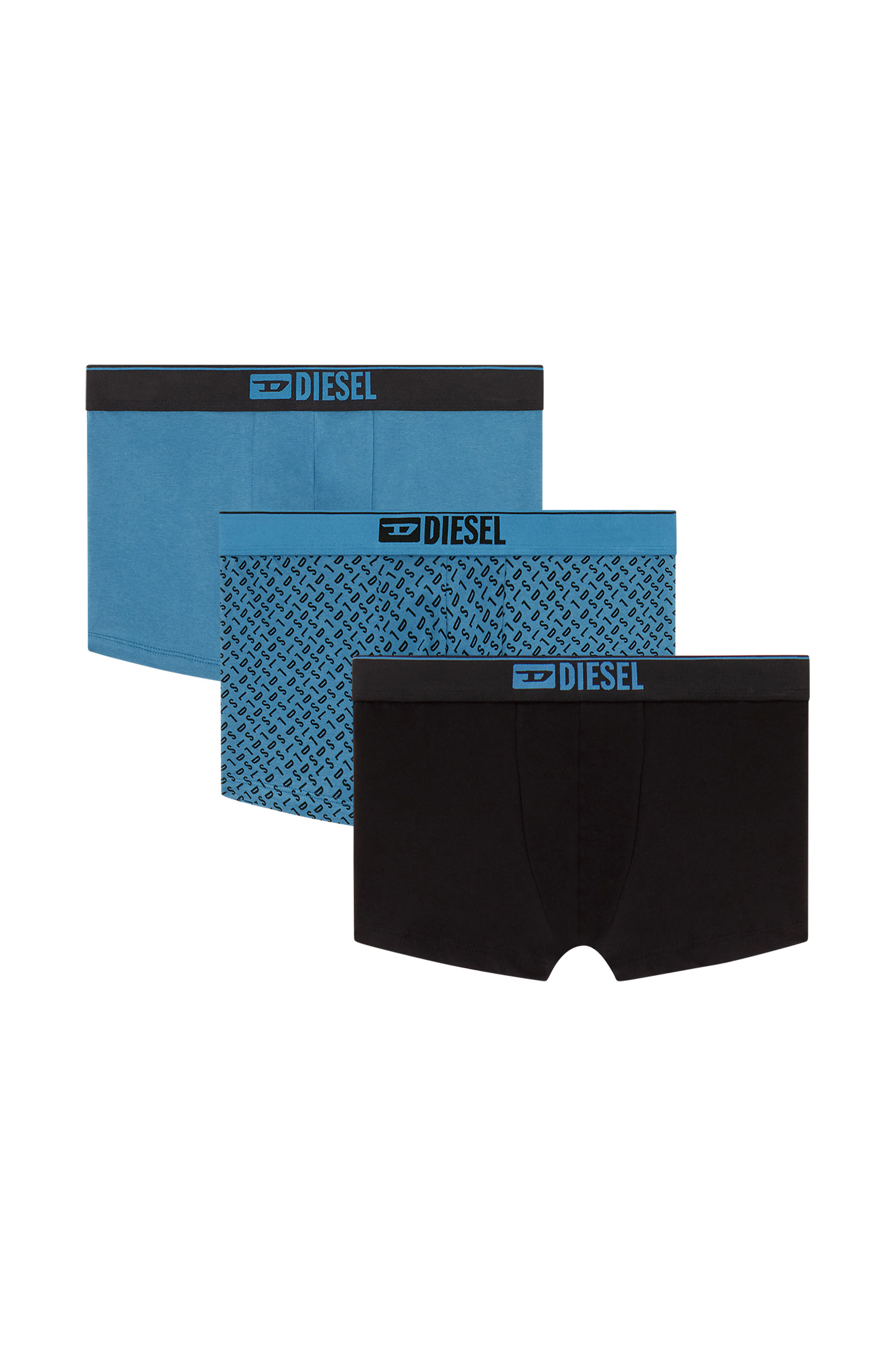 Diesel - DAMIEN-D-BOX-3PACK, Herren Dreierpack Stretch-Baumwoll-Trunks mit monogram in Blau - 2