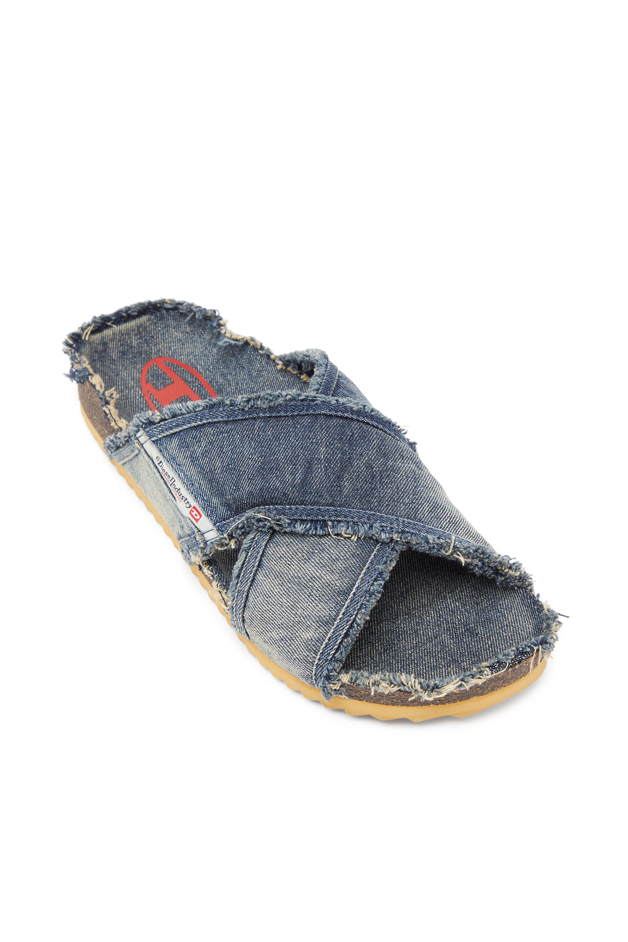 Diesel - D-WOODSTOCK CROSS, Herren D-Woodstock-Crossover-Slides in ausgefranstem Denim in Mittelblau - 6